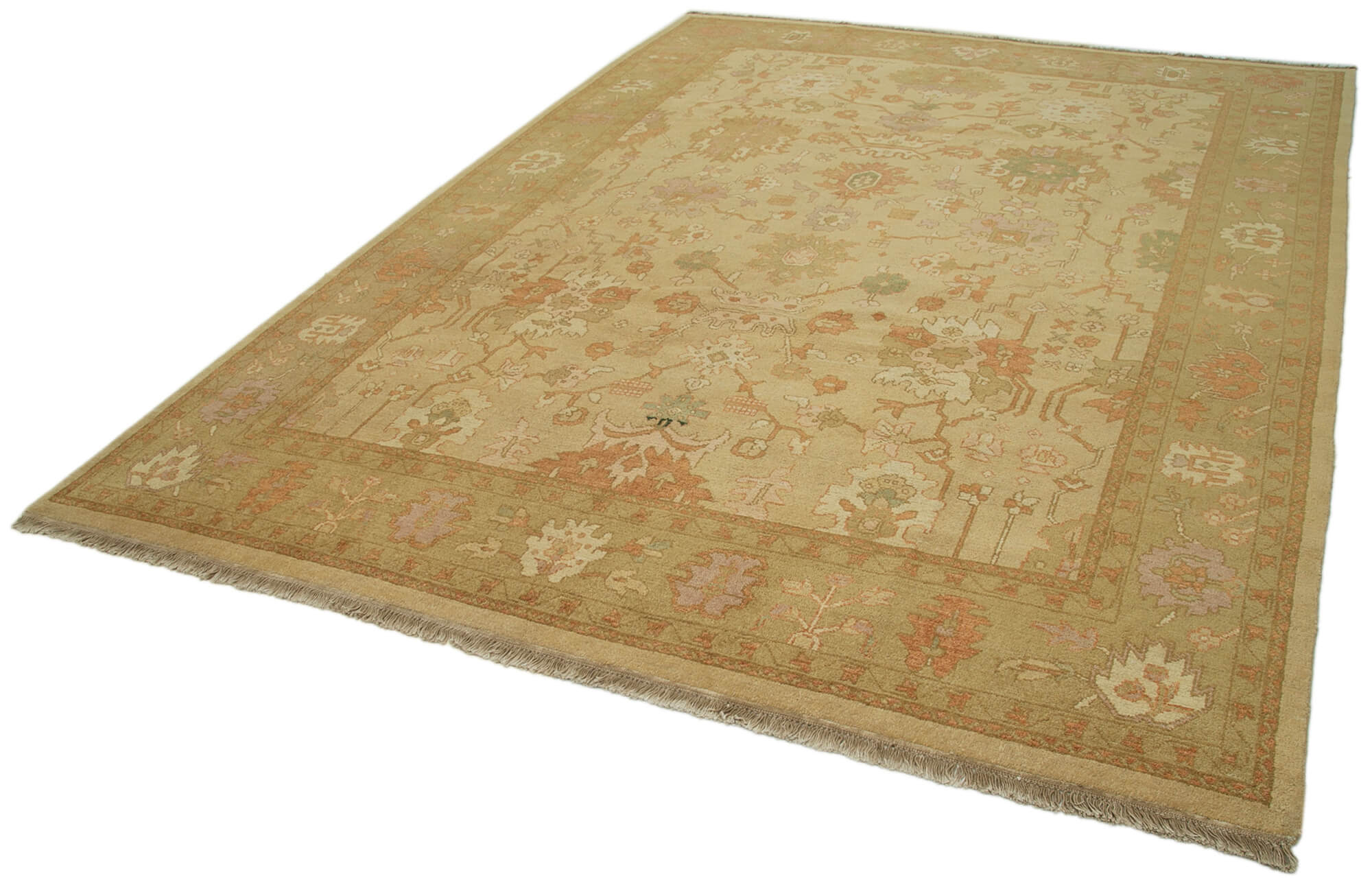 Collection of 8' 11'' x 12' 0'' Hand-Knotted Oushak Rug in a gallery layout