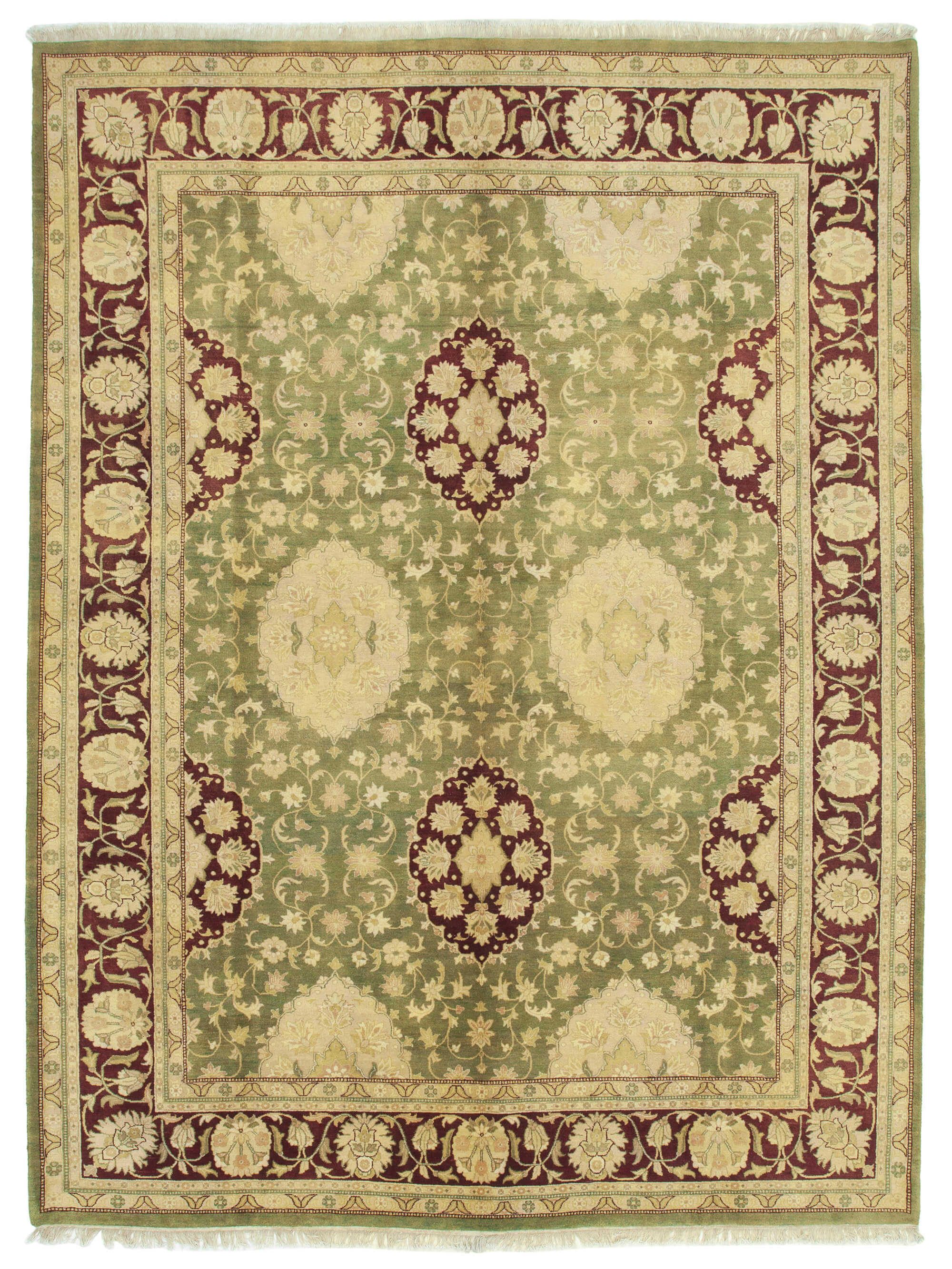 Collection of 9' 1'' x 12' 3'' Hand-Knotted Oushak Rug in a gallery layout