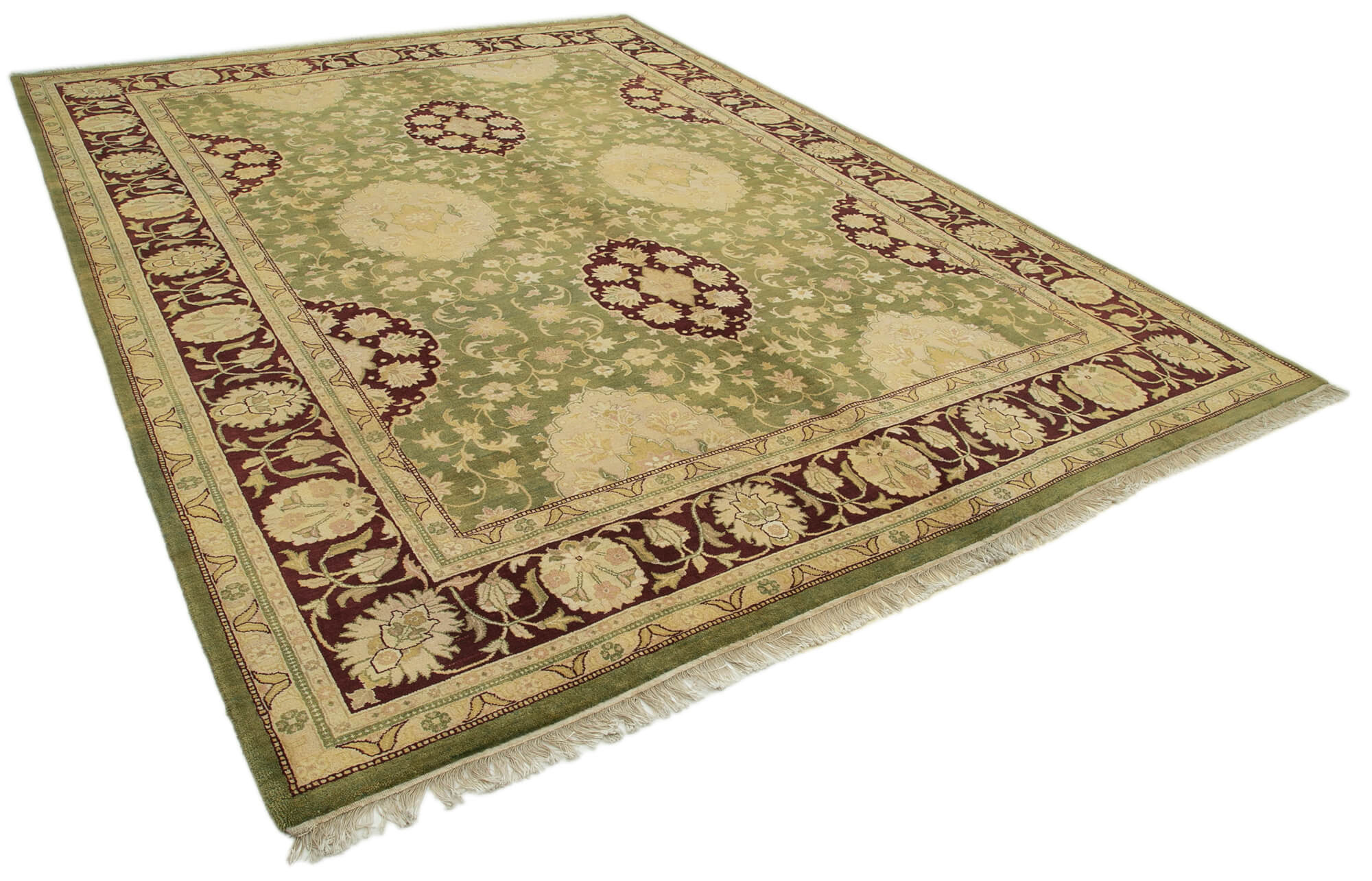 Collection of 9' 1'' x 12' 3'' Hand-Knotted Oushak Rug in a gallery layout