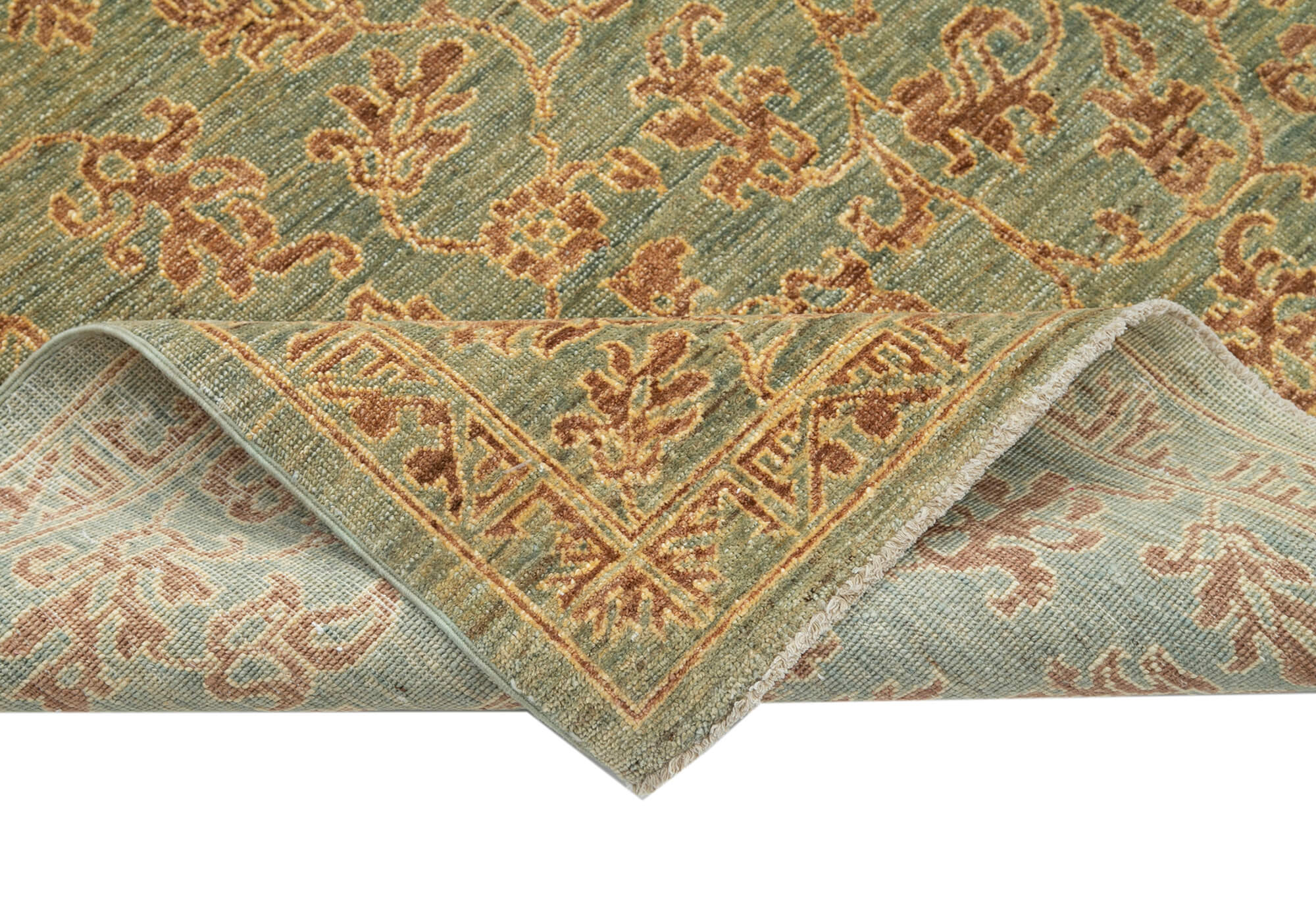 Collection of 6' 2'' x 8' 7'' Hand-Knotted Oushak Rug in a gallery layout