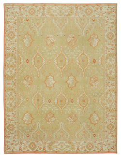 Collection of 9' 2'' x 12' Hand-Knotted Oushak Rug in a gallery layout