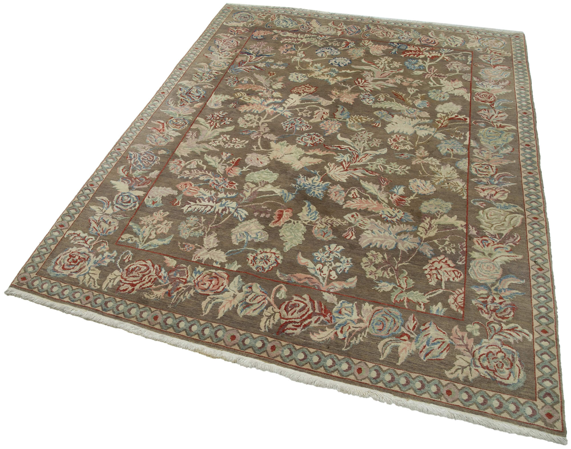 Collection of 5' x 6' 7'' Hand-Knotted Oushak Rug in a gallery layout