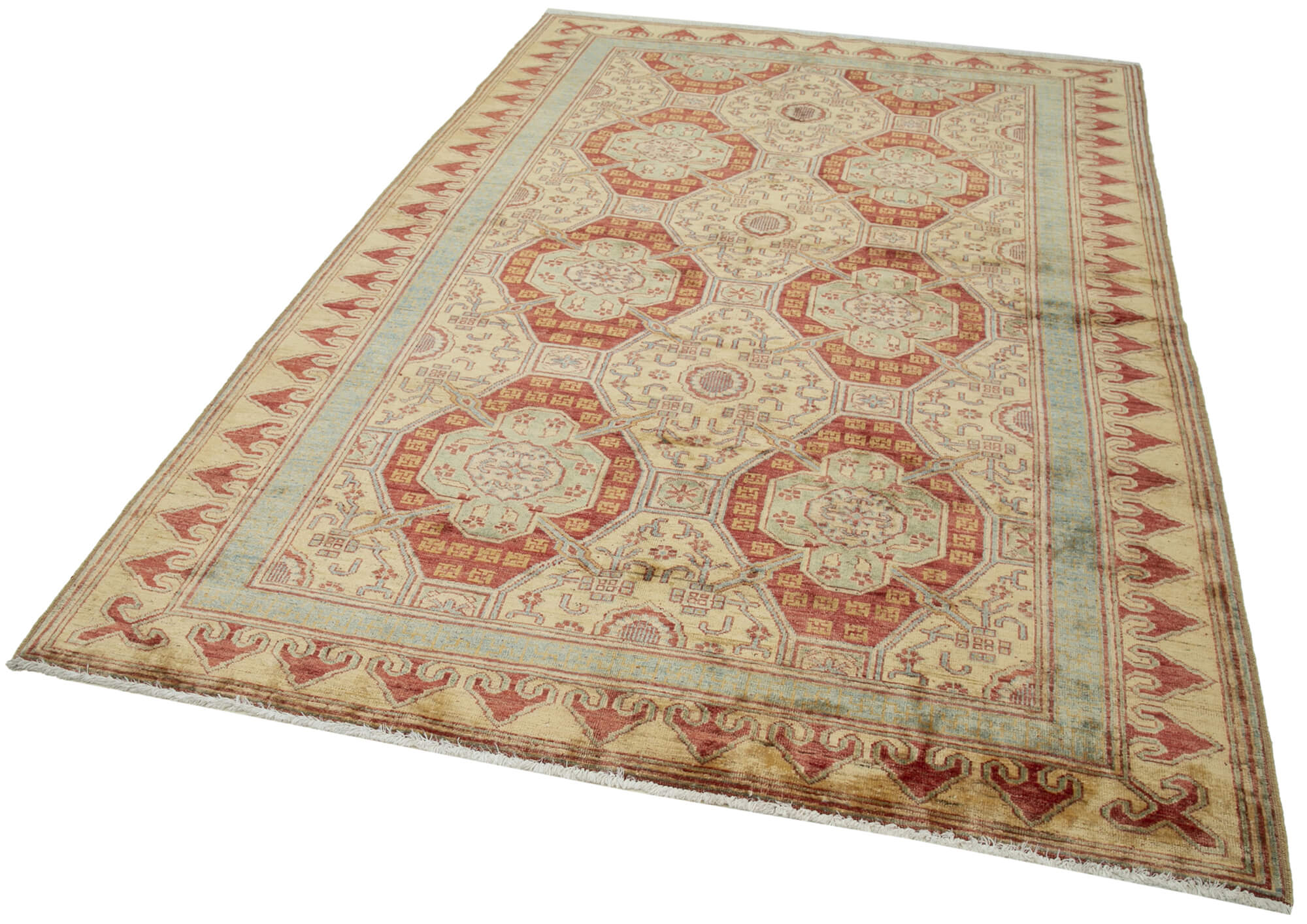 Collection of 6' 1'' x 9' Hand-Knotted Oushak Rug in a gallery layout