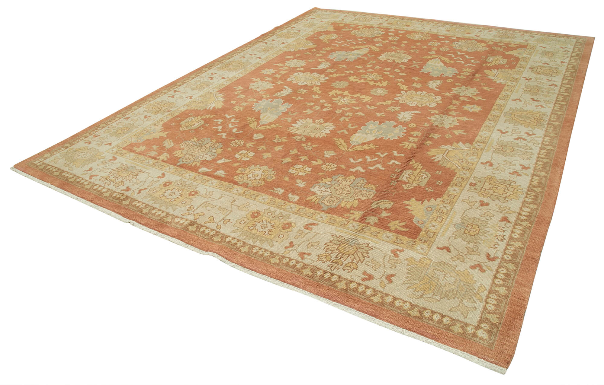 Collection of 9' x 12' Hand-Knotted Oushak Rug in a gallery layout