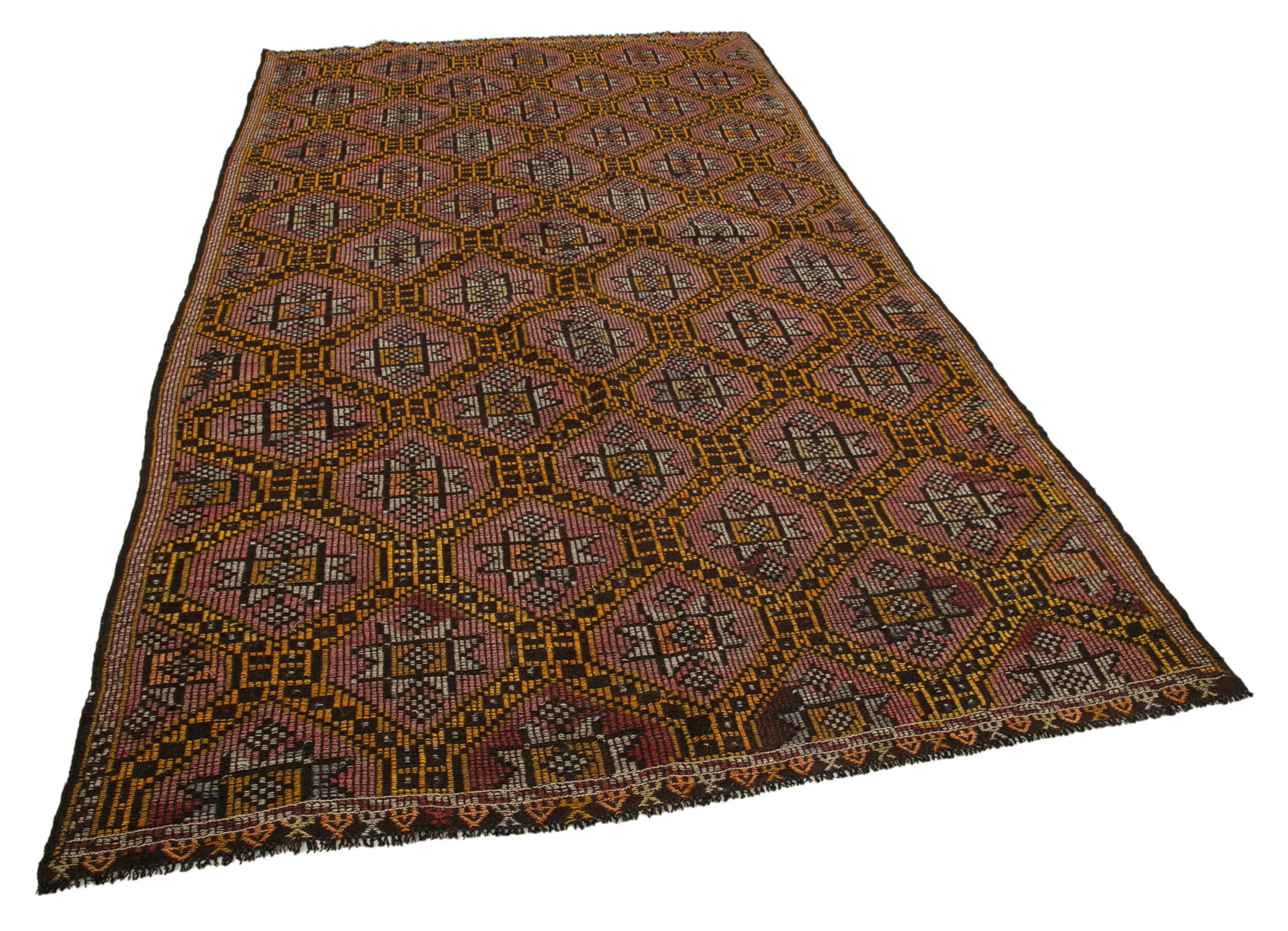 Collection of 5' 10'' x 10' 8'' Turkish Vintage Kilim Rug in a gallery layout