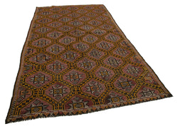 Collection of 5' 10'' x 10' 8'' Turkish Vintage Kilim Rug in a gallery layout