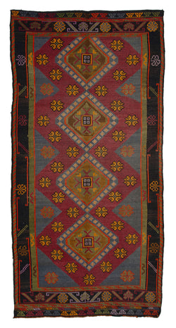 Collection of 5' 4'' x 10' 8'' Turkish Vintage Kilim Rug in a gallery layout