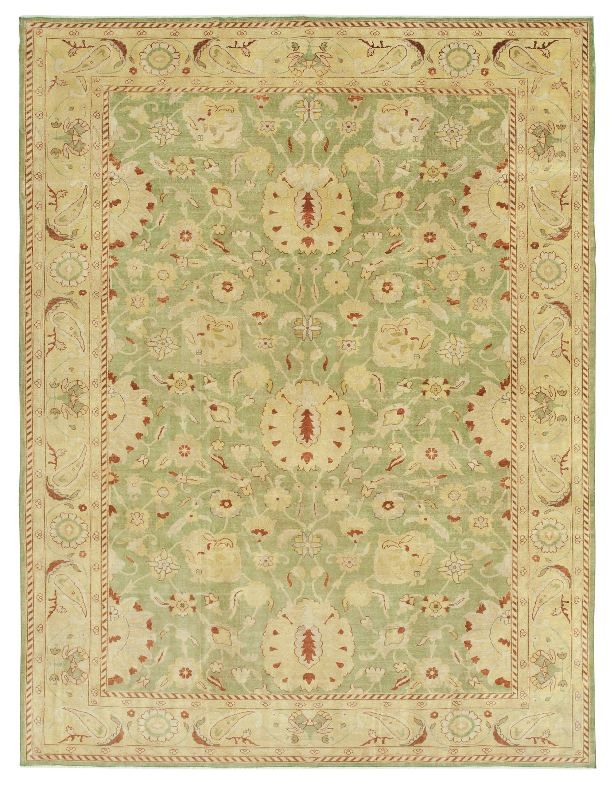 Collection of 8' 9'' x 11' 3'' Hand-Knotted Oushak Rug in a gallery layout