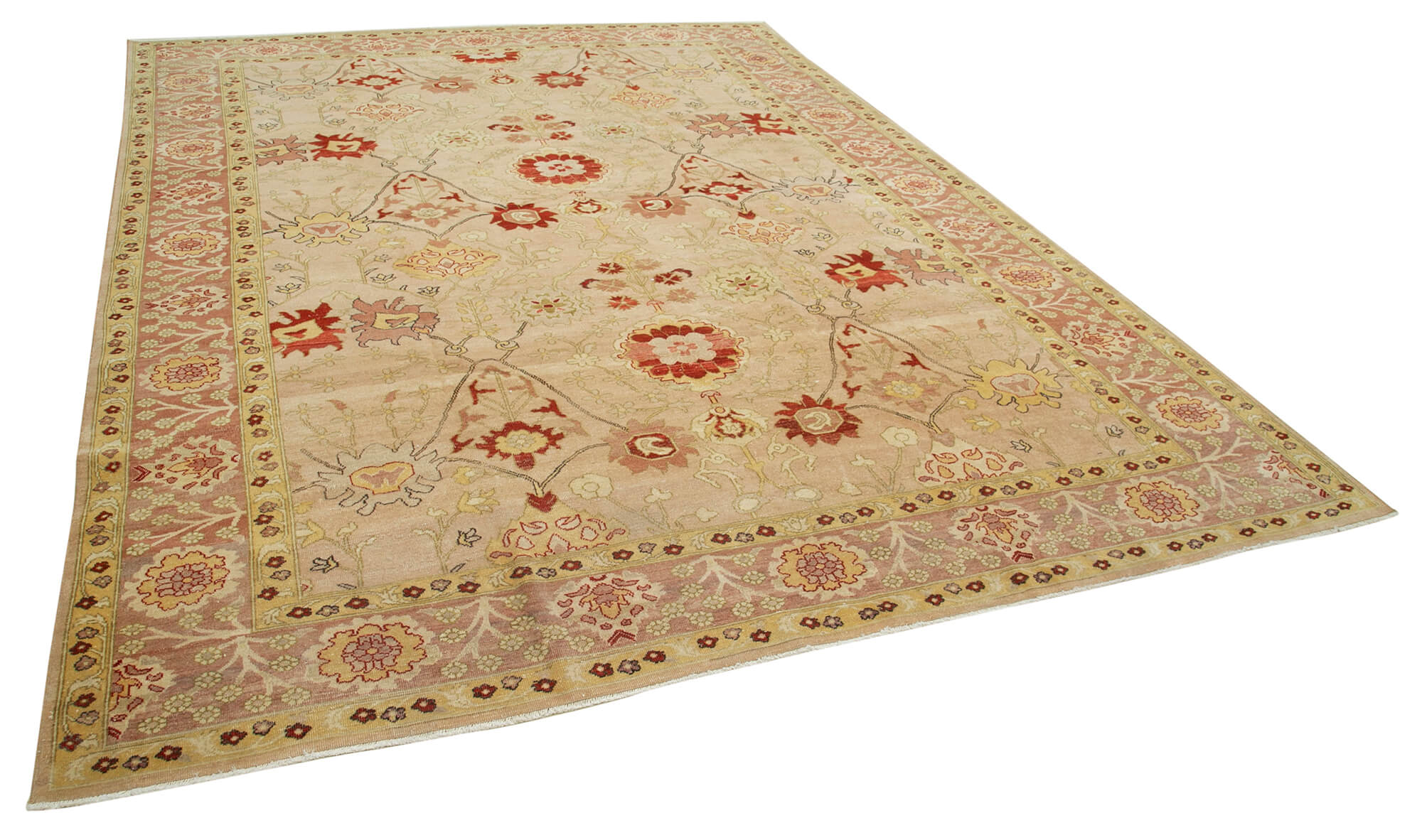 Collection of 8' 8'' x 11' 7'' Hand-Knotted Oushak Rug in a gallery layout