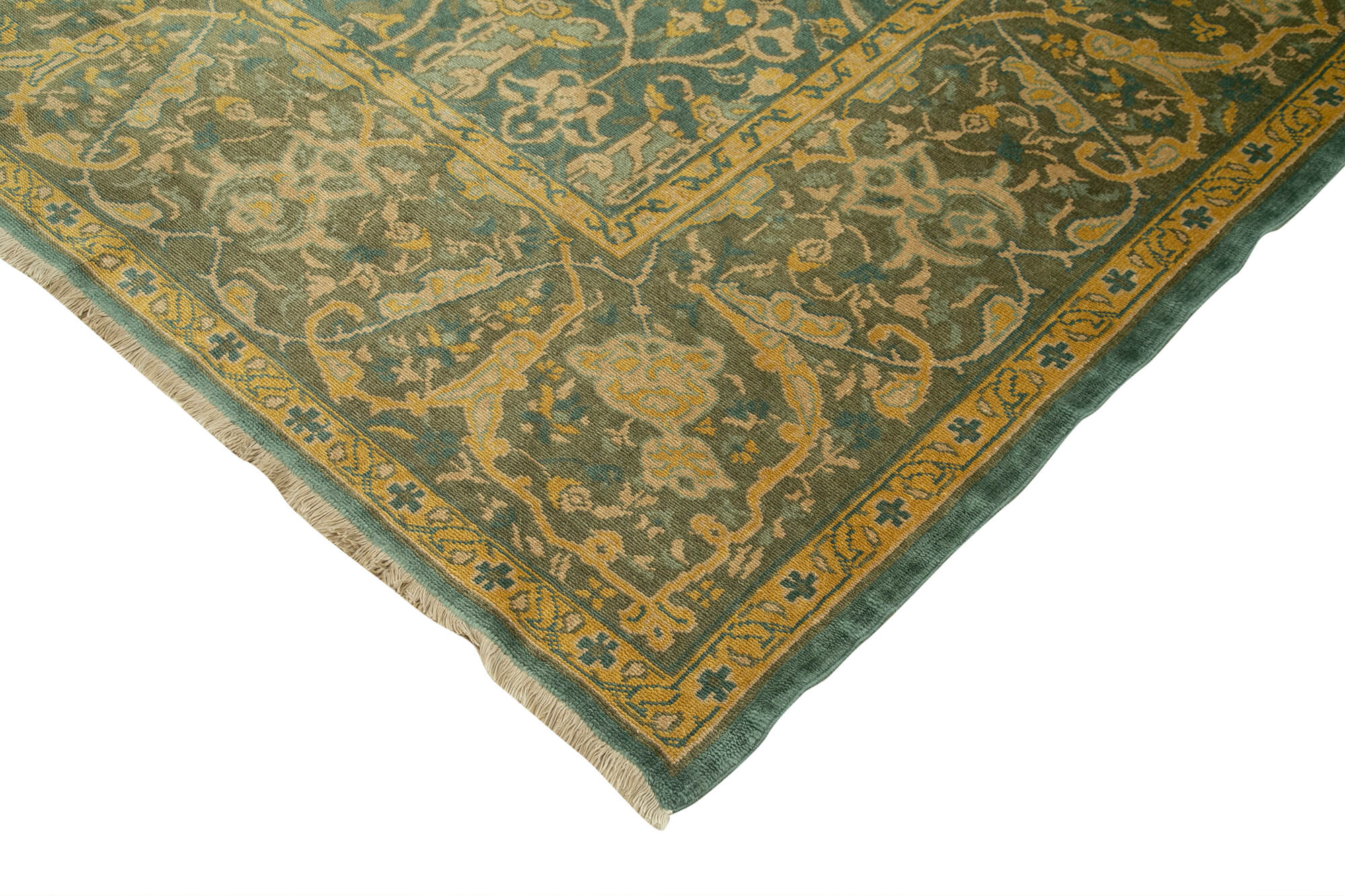 Collection of 8' 11'' x 13' 1'' Hand-Knotted Oushak Rug in a gallery layout