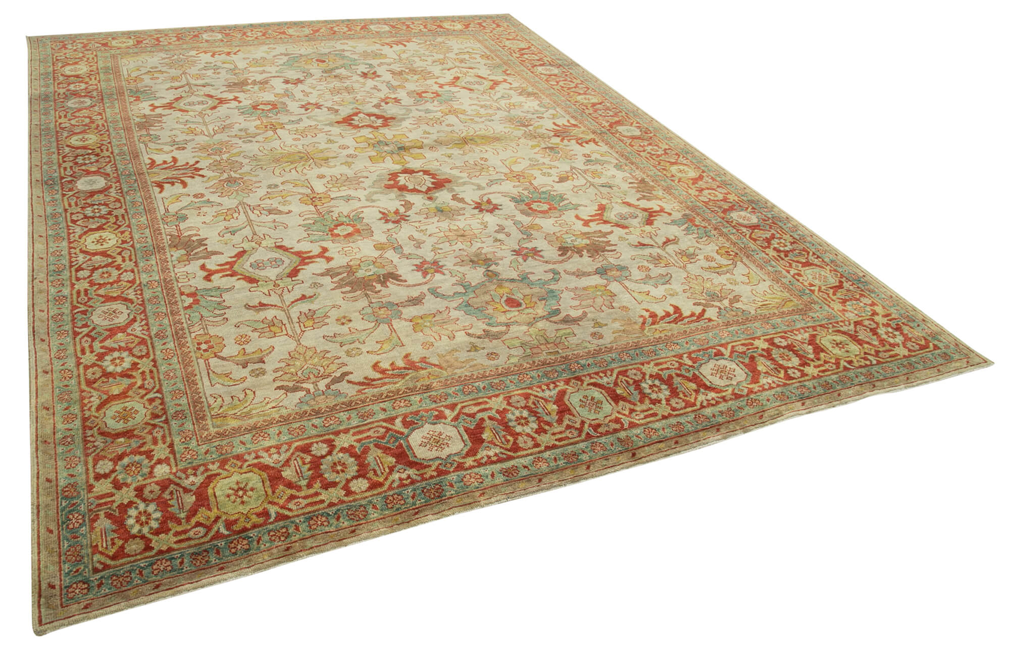 Collection of 8' 7'' x 11' 7'' Hand-Knotted Oushak Rug in a gallery layout