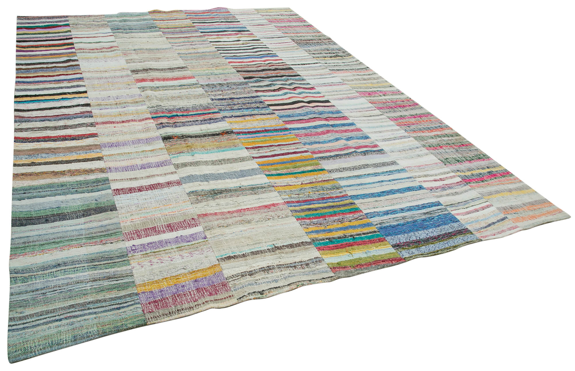 Collection of 10' 1'' x 13' 5'' Handmade Kilim Patchwork Rug in a gallery layout