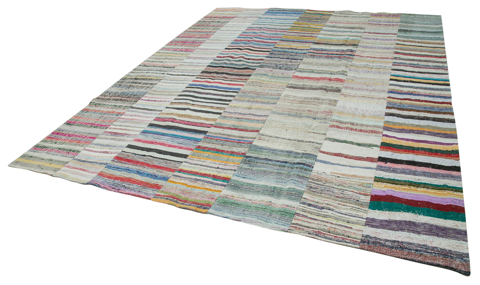 Collection of 10' 1'' x 13' 5'' Handmade Kilim Patchwork Rug in a gallery layout