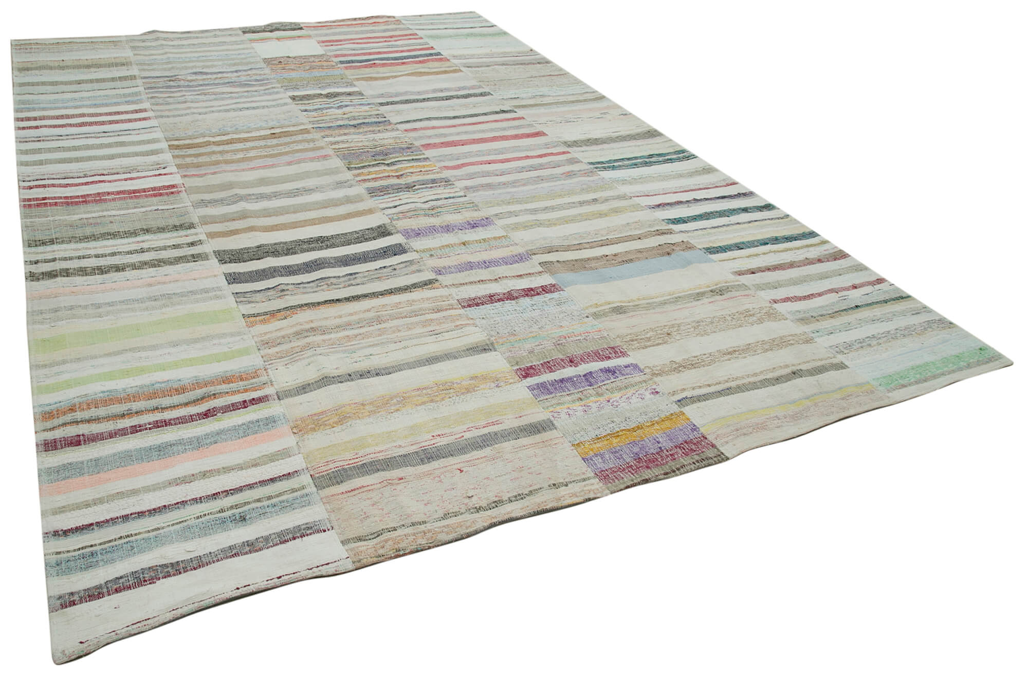 Collection of 9' 4'' x 13' 5'' Vintage Turkish Patchwork Kilim Rug in a gallery layout