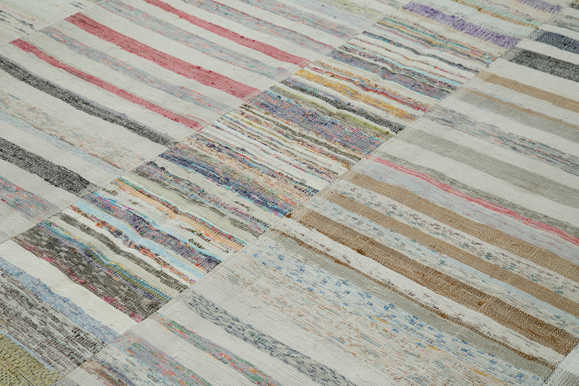 Collection of 9' 4'' x 13' 5'' Vintage Turkish Patchwork Kilim Rug in a gallery layout