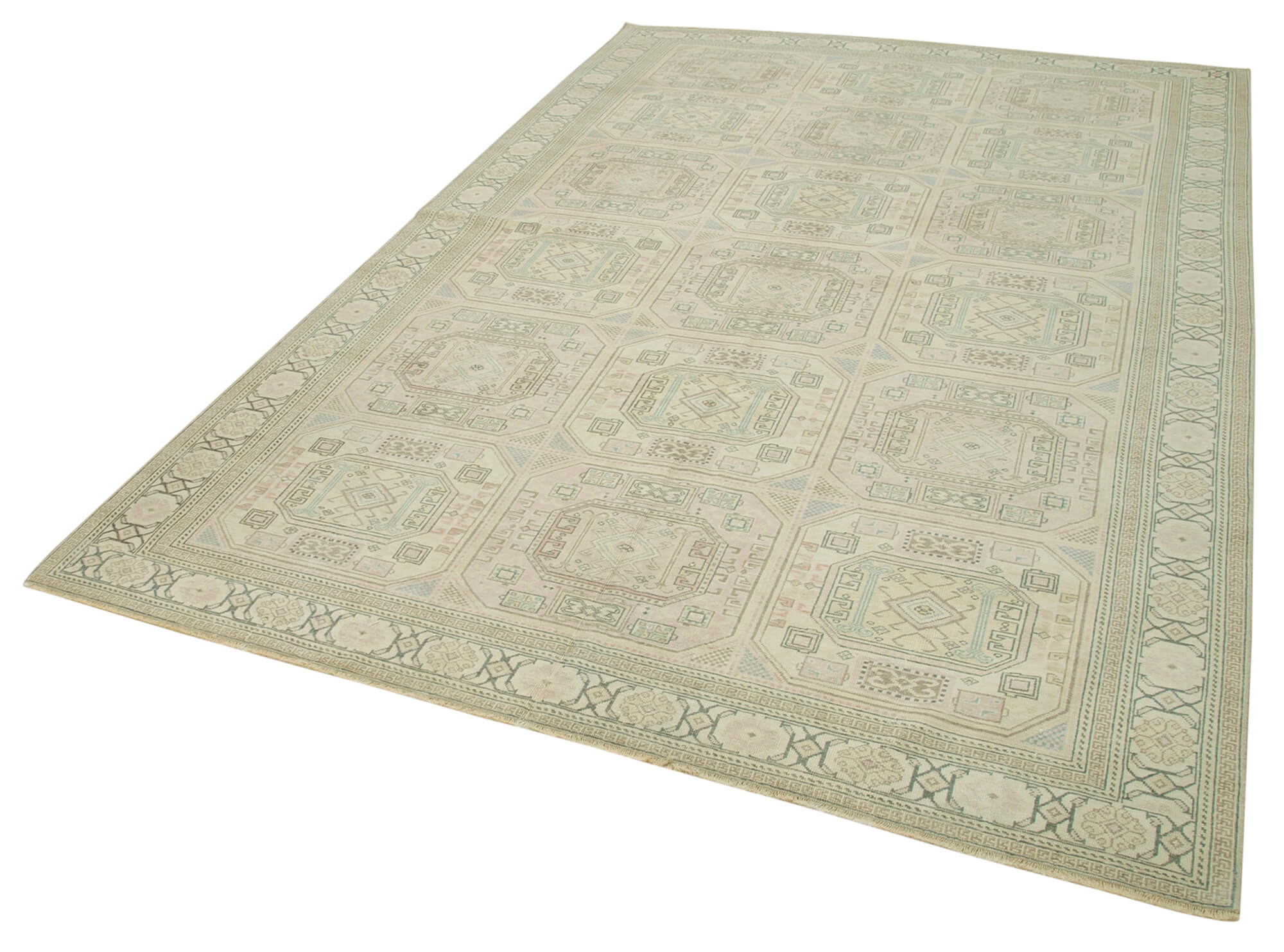 Collection of 6' 2'' x 9' 8'' Turkish Vintage Hand-Knotted Rug in a gallery layout