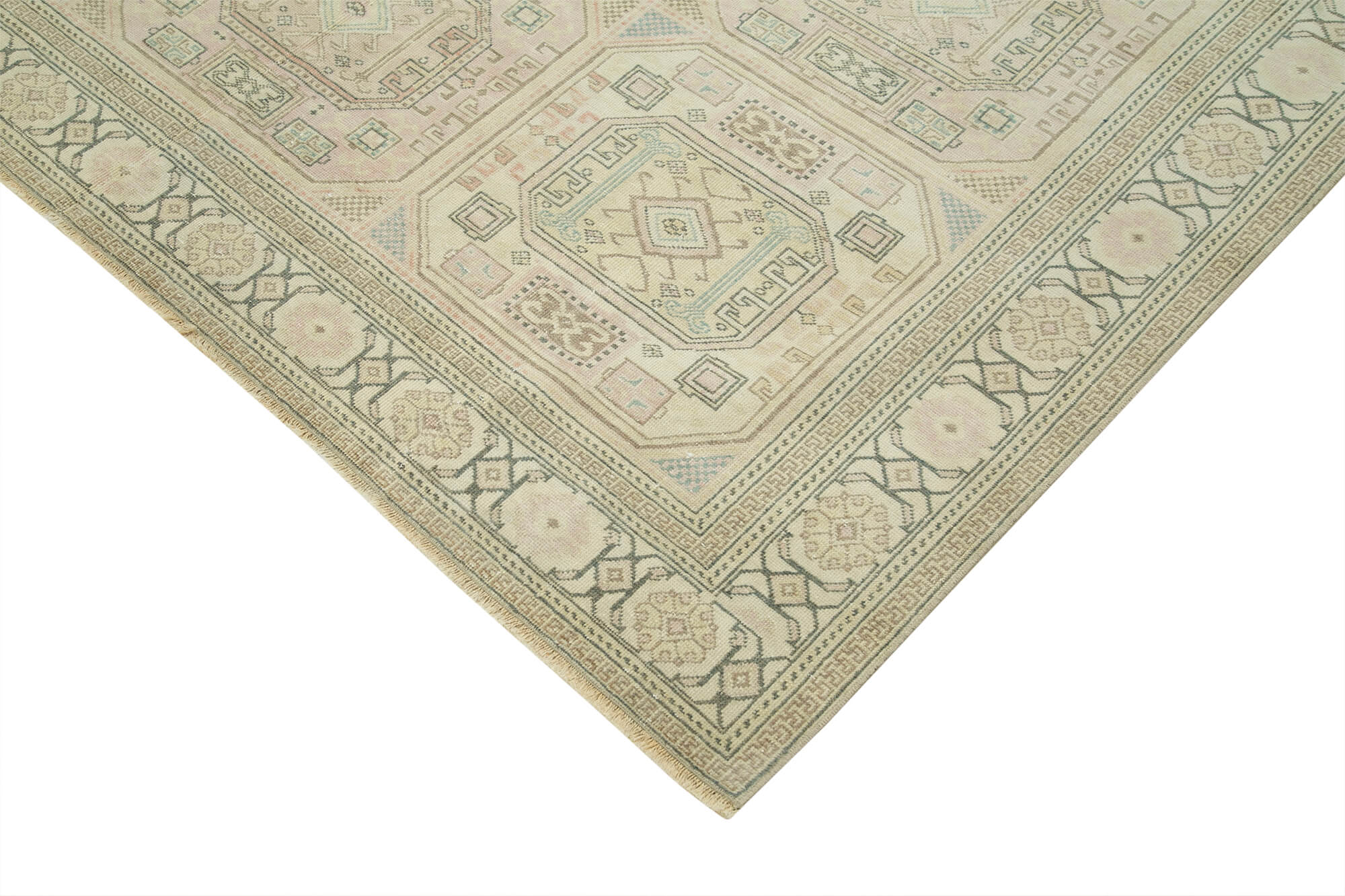 Collection of 6' 2'' x 9' 8'' Turkish Vintage Hand-Knotted Rug in a gallery layout