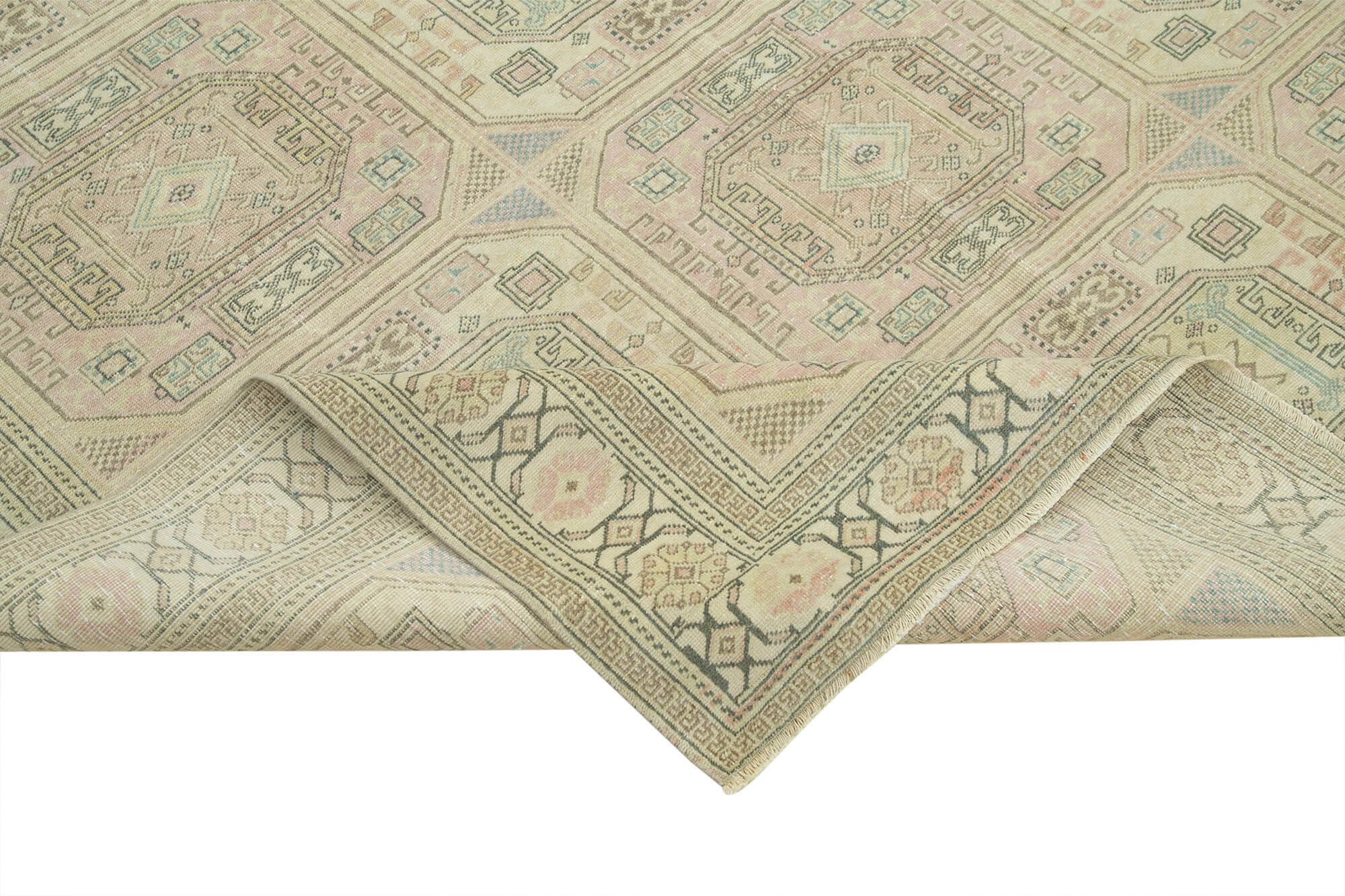 Collection of 6' 2'' x 9' 8'' Turkish Vintage Hand-Knotted Rug in a gallery layout