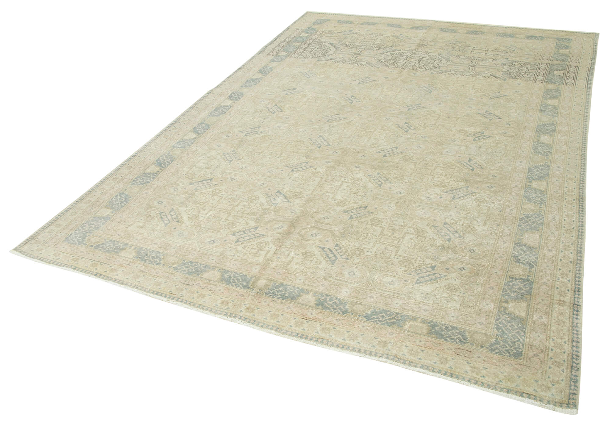 Collection of 6' 4'' x 9' 5'' Turkish Vintage Hand-Knotted Rug in a gallery layout