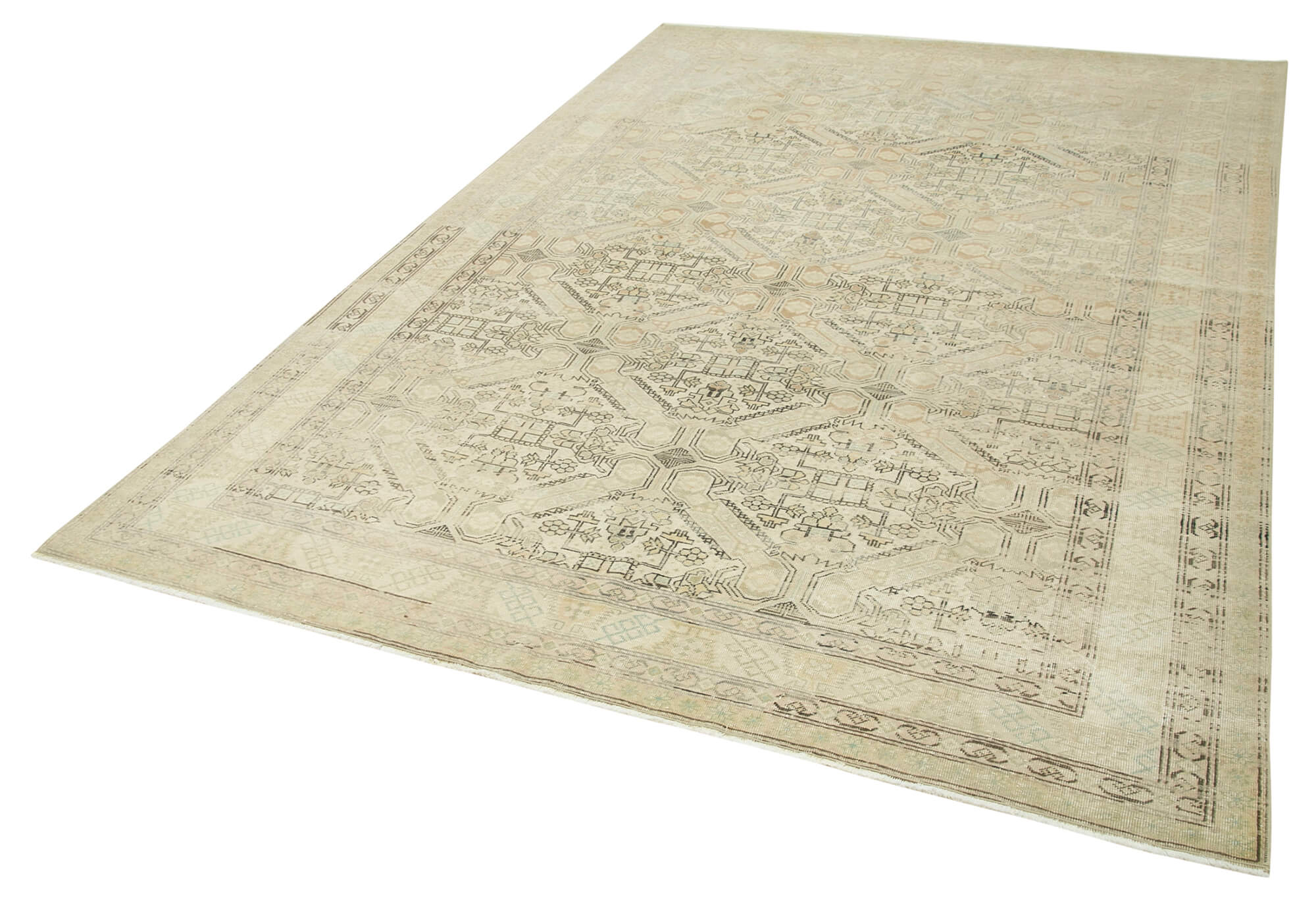 Collection of 6' 5'' x 9' 6'' Turkish Vintage Hand-Knotted Rug in a gallery layout