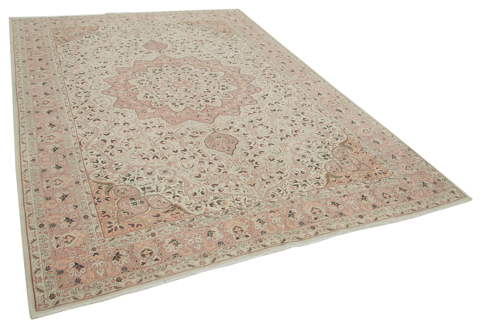 Collection of 6' 11'' x 10' 3'' Turkish Vintage Hand-Knotted Rug in a gallery layout