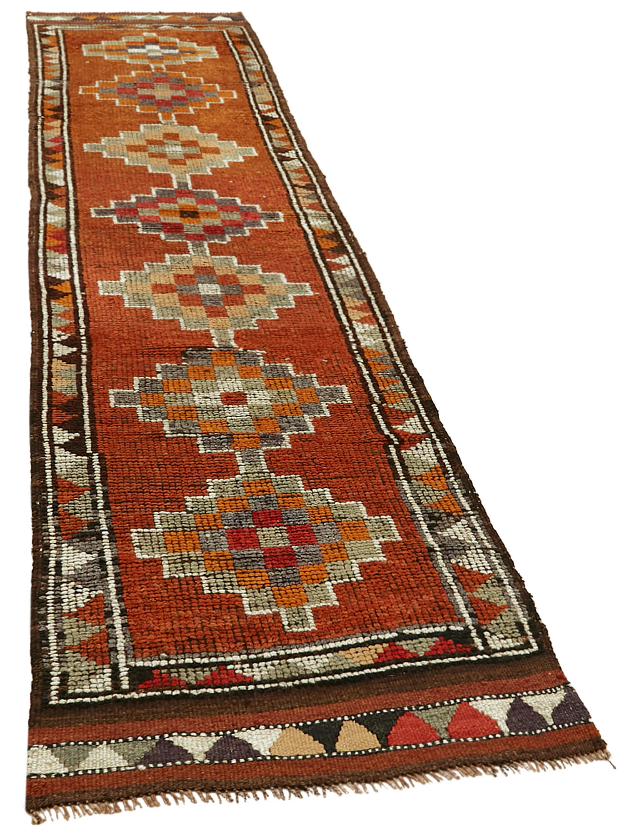 Collection of 3' 1'' x 11' 6'' Handmade Runner Rug in a gallery layout