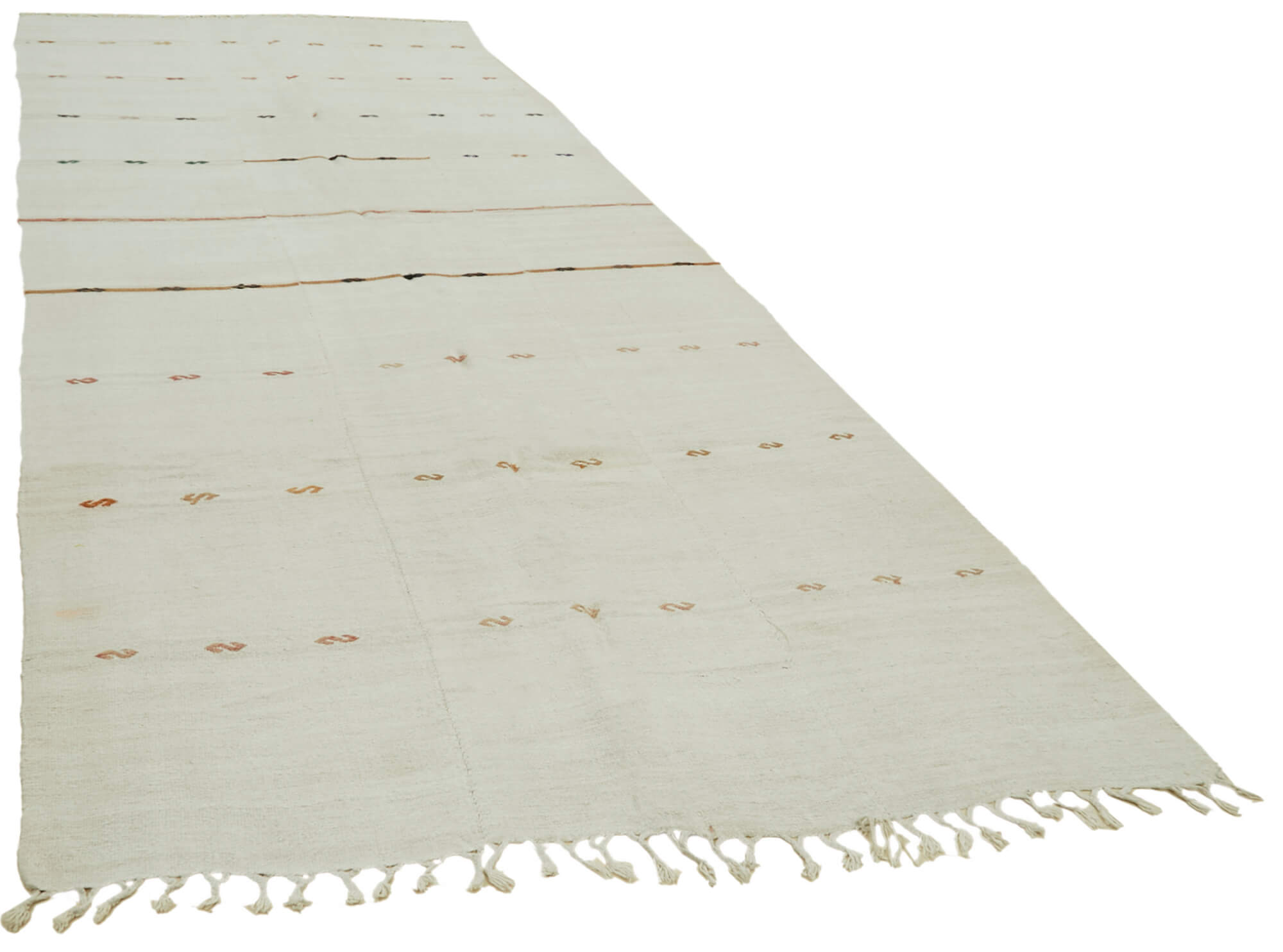 Collection of 6' 1'' x 15' 4'' Turkish Hemp Kilim Rug in a gallery layout