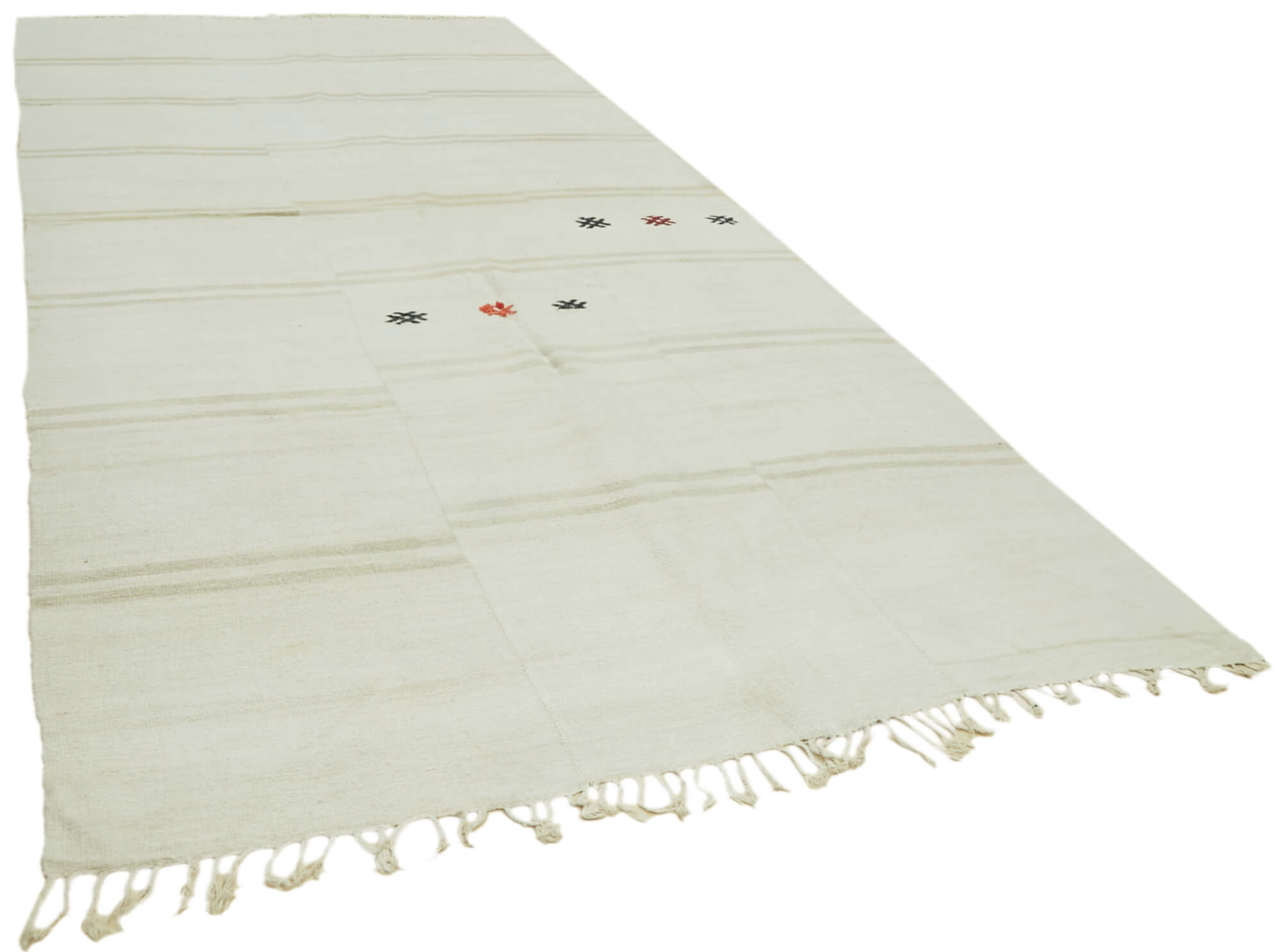 Collection of 6' 9'' x 15' 5'' Turkish Hemp Kilim Rug in a gallery layout