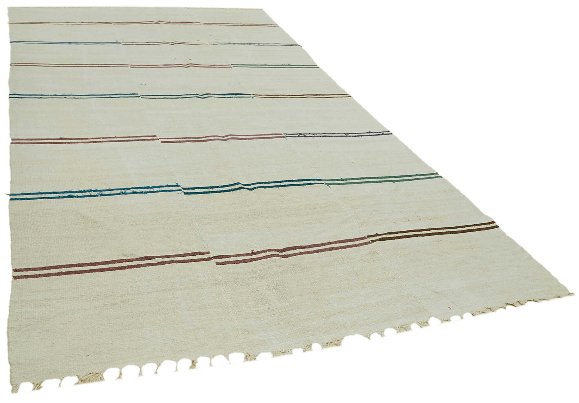 Collection of 6' 9'' x 13' 5'' Turkish Hemp Kilim Rug in a gallery layout