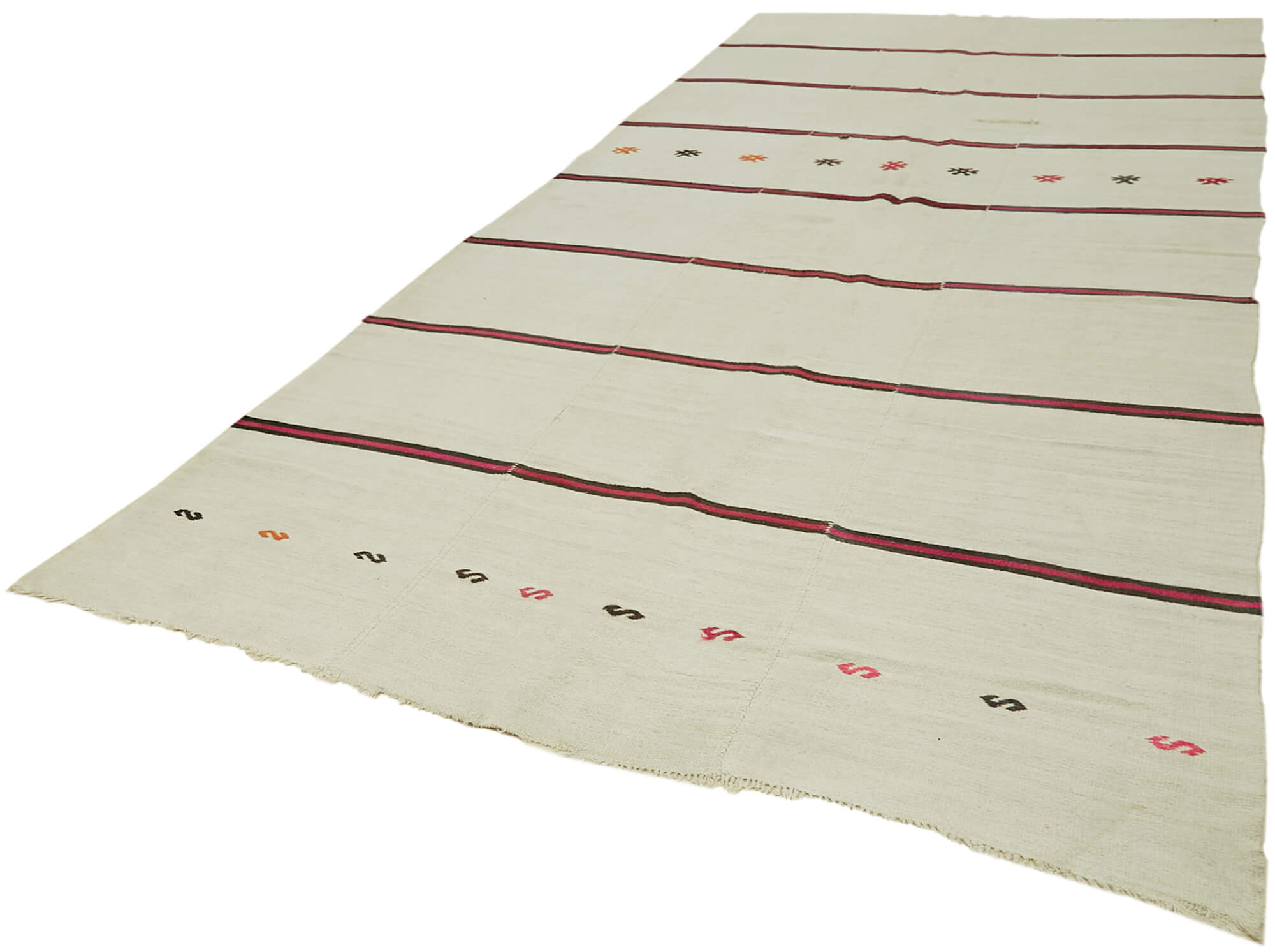 Collection of 6' 9'' x 16' 2'' Turkish Hemp Kilim Rug in a gallery layout