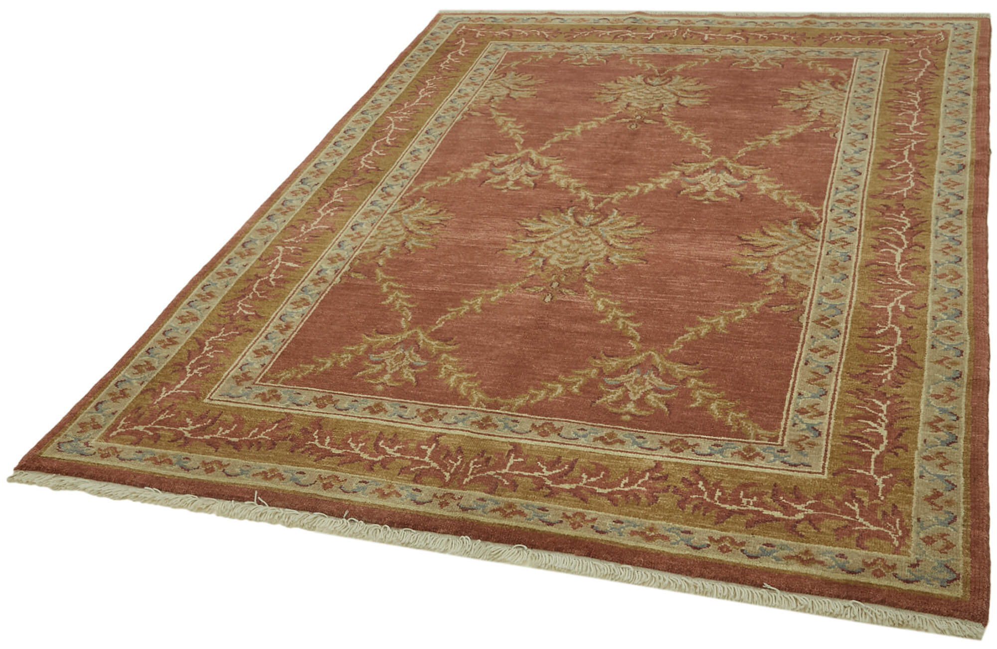 Collection of 5' 9'' x 7' 7'' Hand-Knotted Oushak Rug in a gallery layout