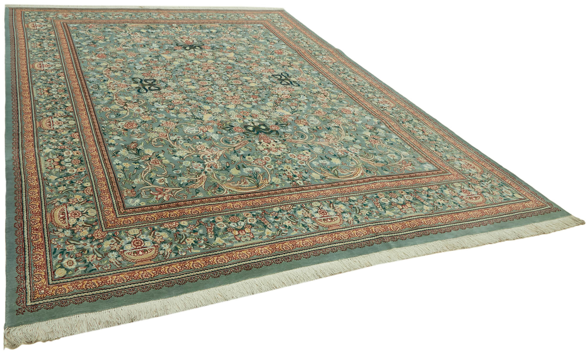 Collection of 9' 1'' x 12' 2'' Hand-Knotted Oushak Rug in a gallery layout