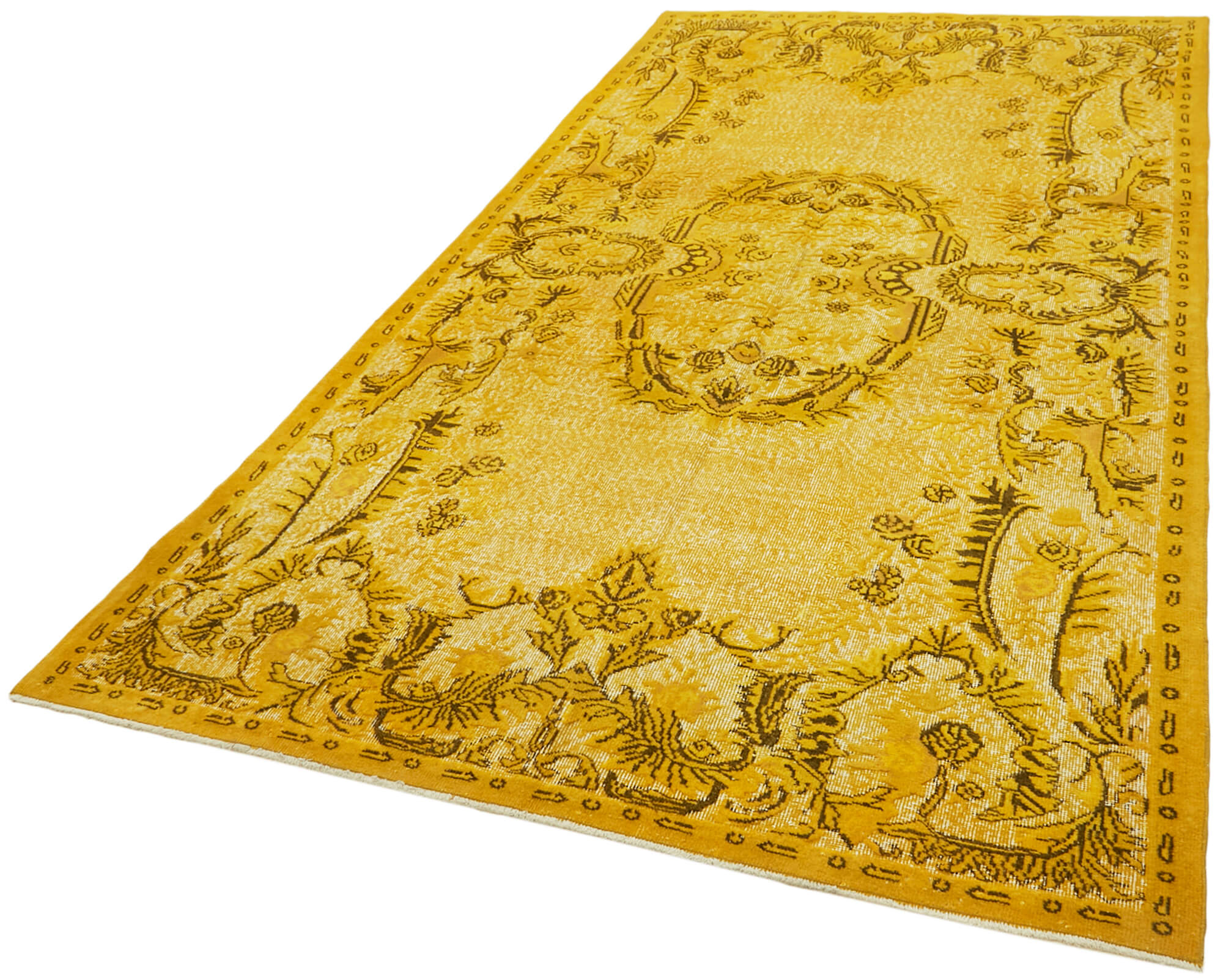 Collection of 6' 1'' x 10' 4'' Over-dyed Yellow Rug in a gallery layout