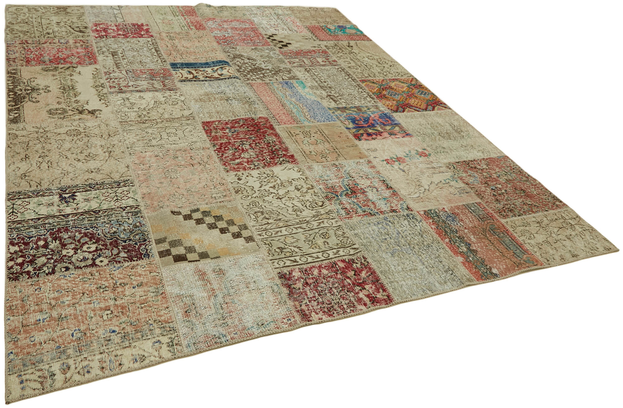 Collection of 8' 3'' x 9' 10'' Hand-Knotted Turkish Patchwork Rug in a gallery layout