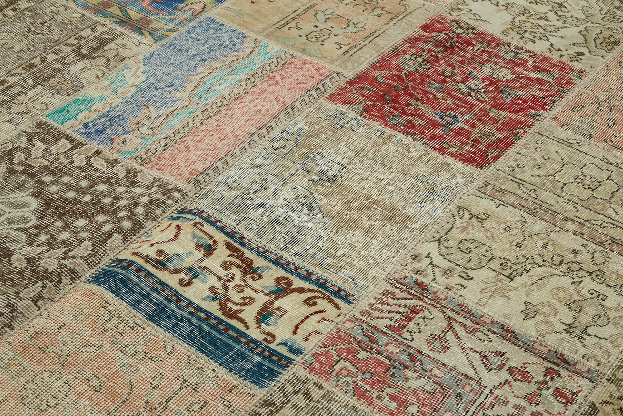 Collection of 8' 3'' x 9' 10'' Hand-Knotted Turkish Patchwork Rug in a gallery layout