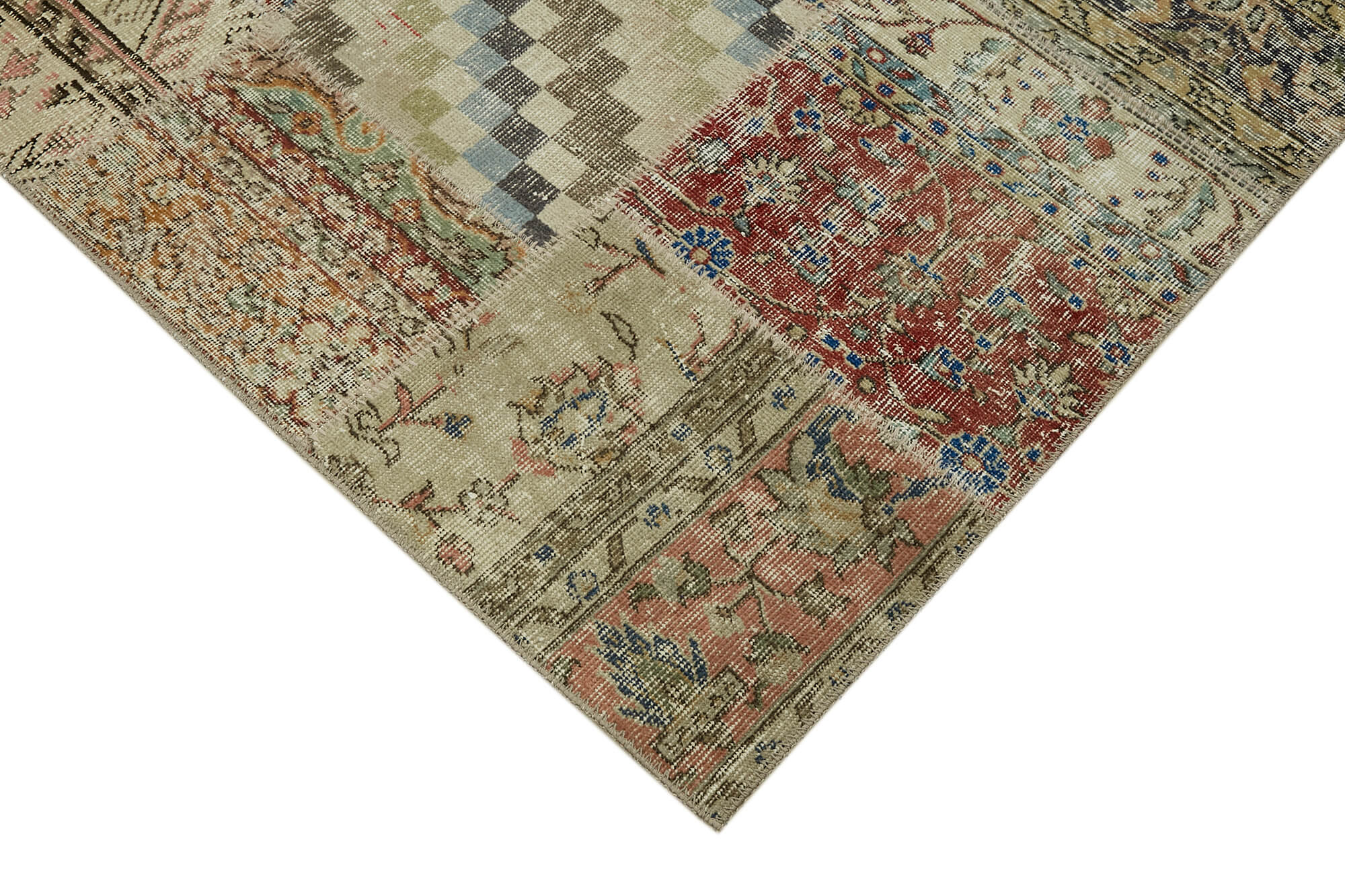 Collection of 8' 2'' x 9' 9'' Hand-Knotted Turkish Patchwork Rug in a gallery layout