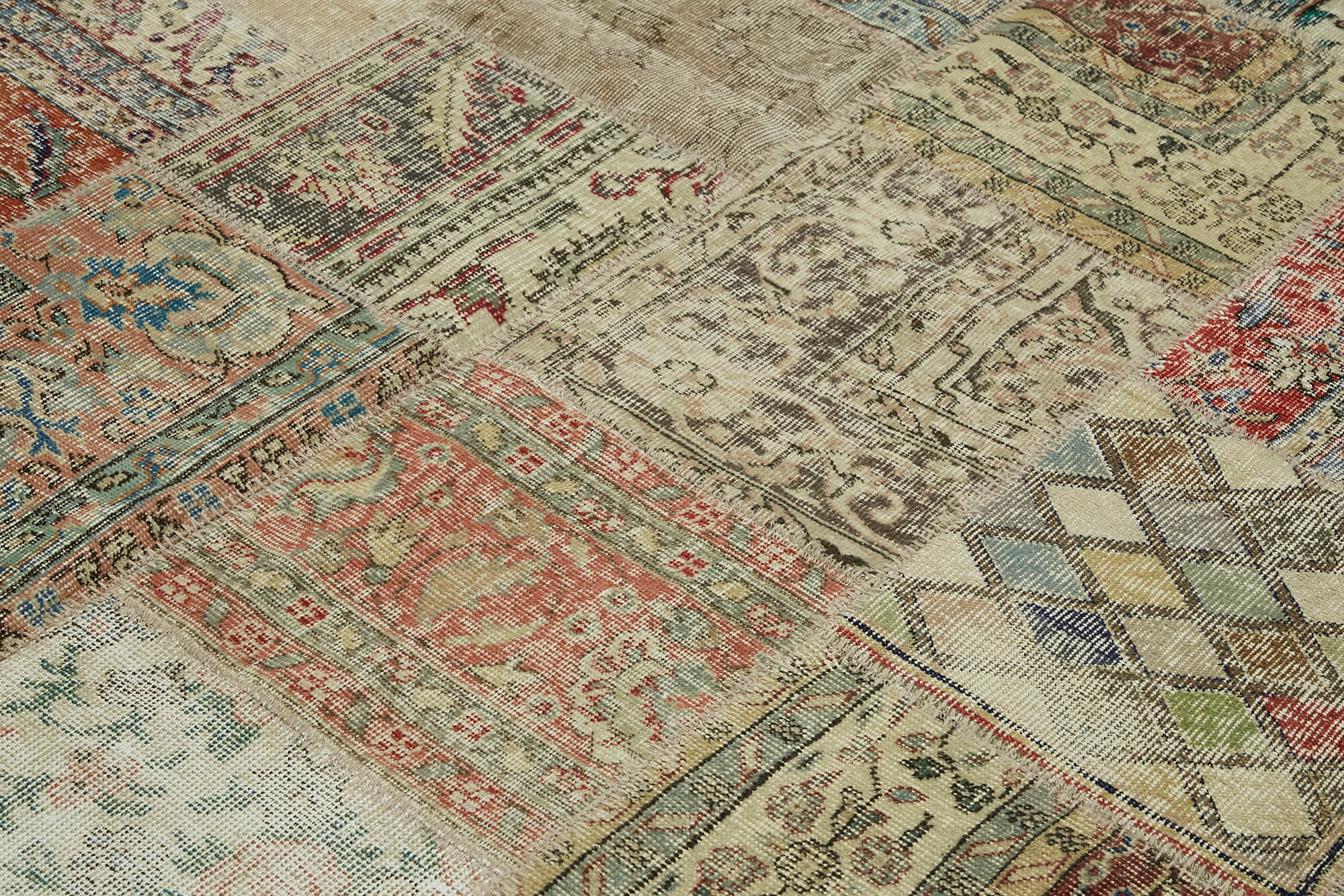 Collection of 8' 2'' x 9' 9'' Hand-Knotted Turkish Patchwork Rug in a gallery layout