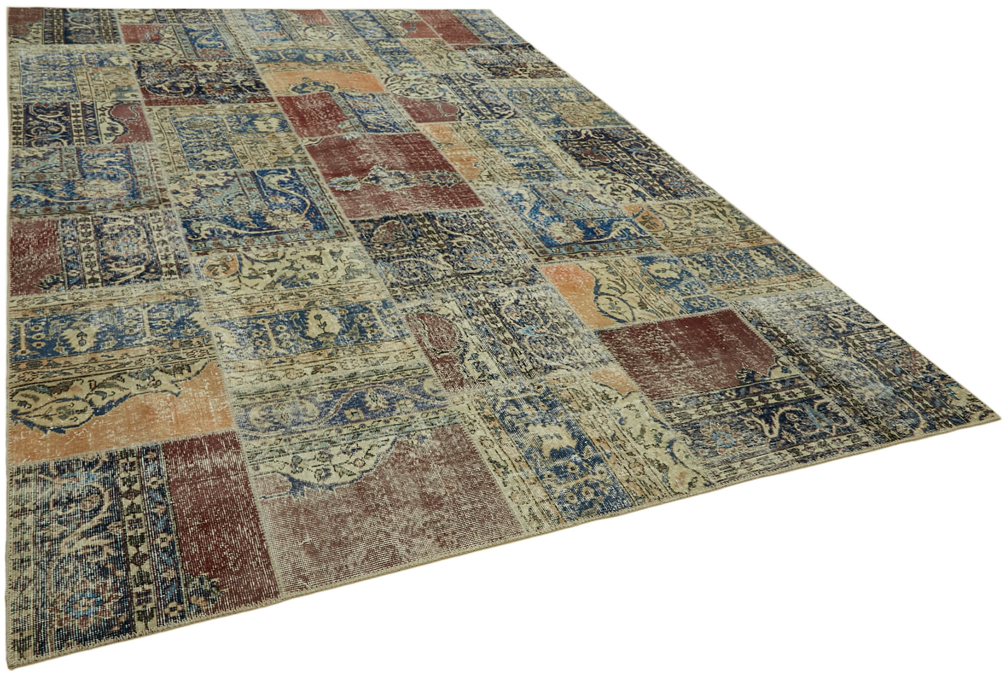 Collection of 8' 2'' x 11' 7'' Hand-Knotted Turkish Patchwork Rug in a gallery layout