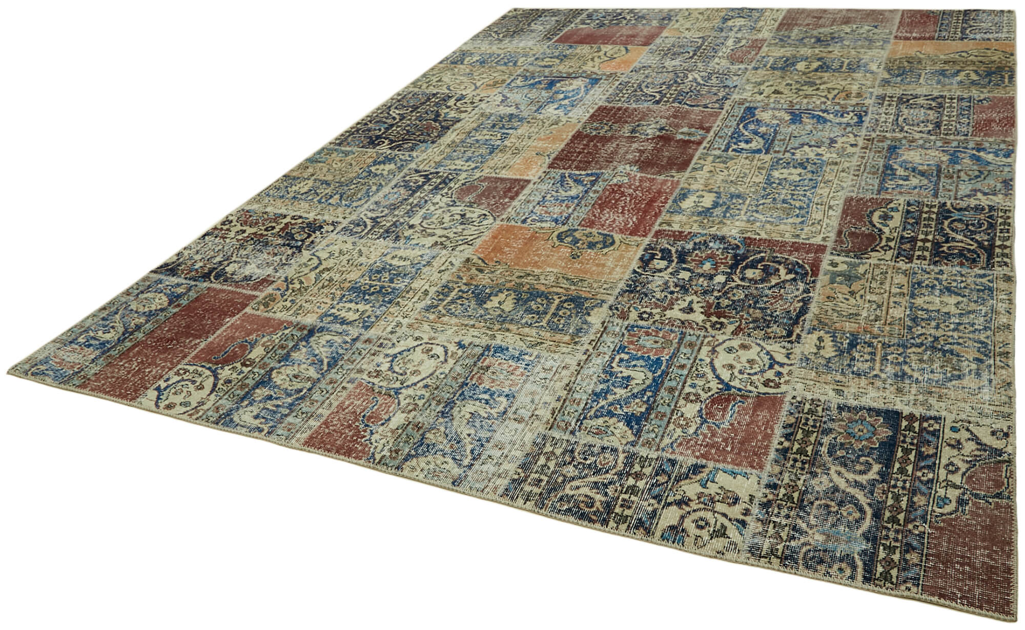 Collection of 8' 2'' x 11' 7'' Hand-Knotted Turkish Patchwork Rug in a gallery layout