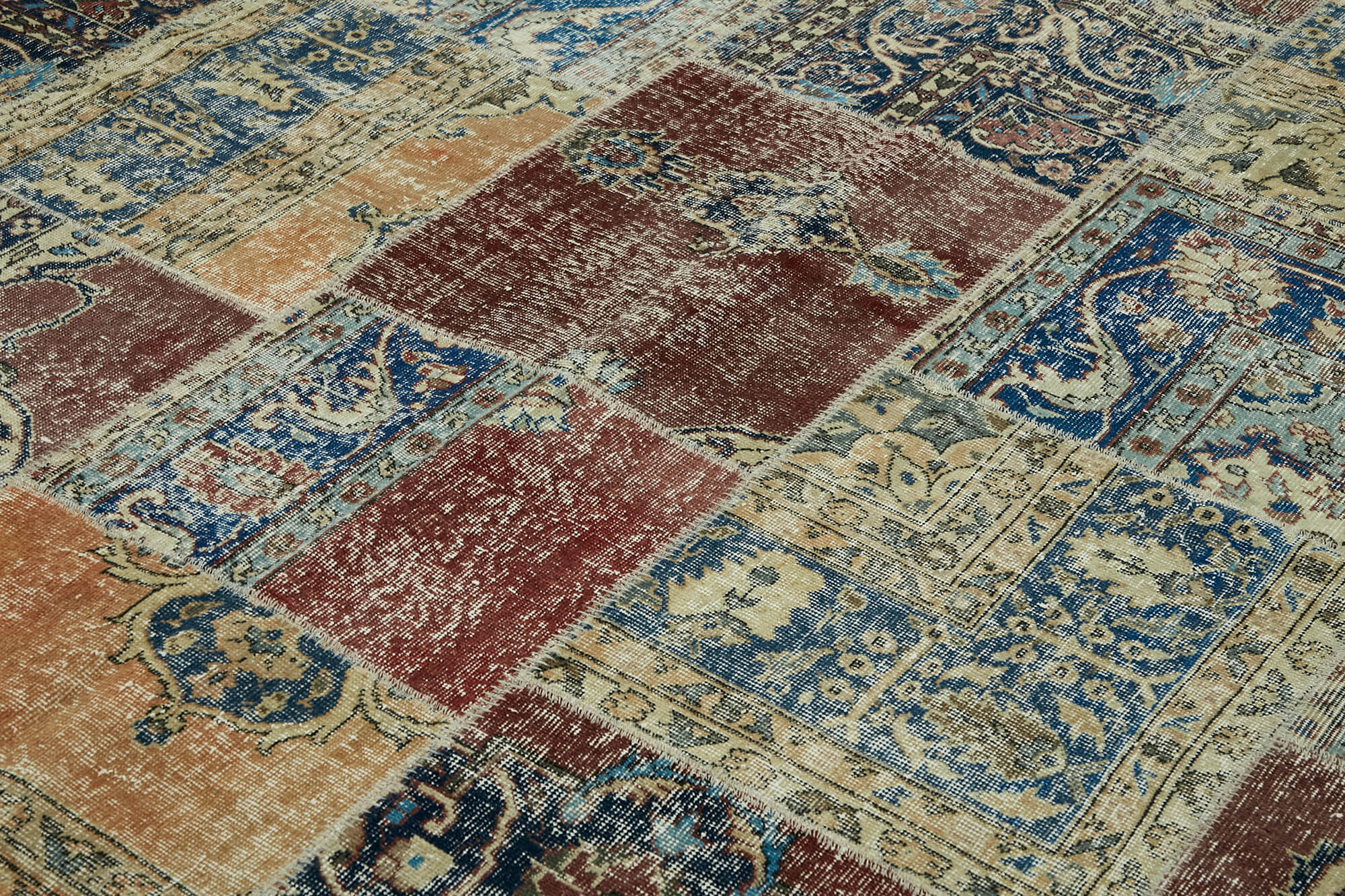 Collection of 8' 2'' x 11' 7'' Hand-Knotted Turkish Patchwork Rug in a gallery layout