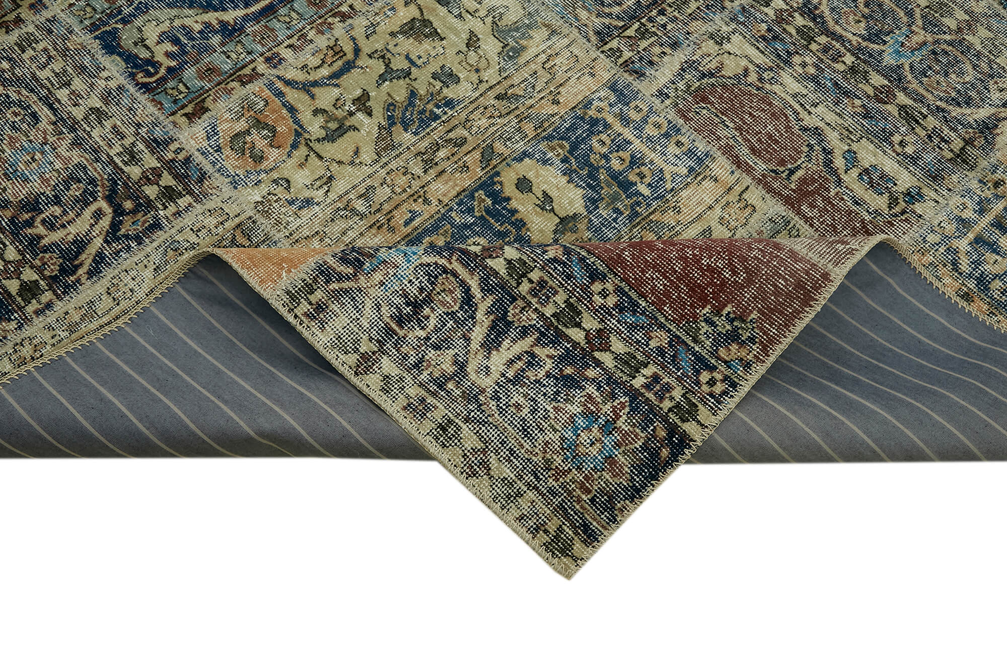 Collection of 8' 2'' x 11' 7'' Hand-Knotted Turkish Patchwork Rug in a gallery layout