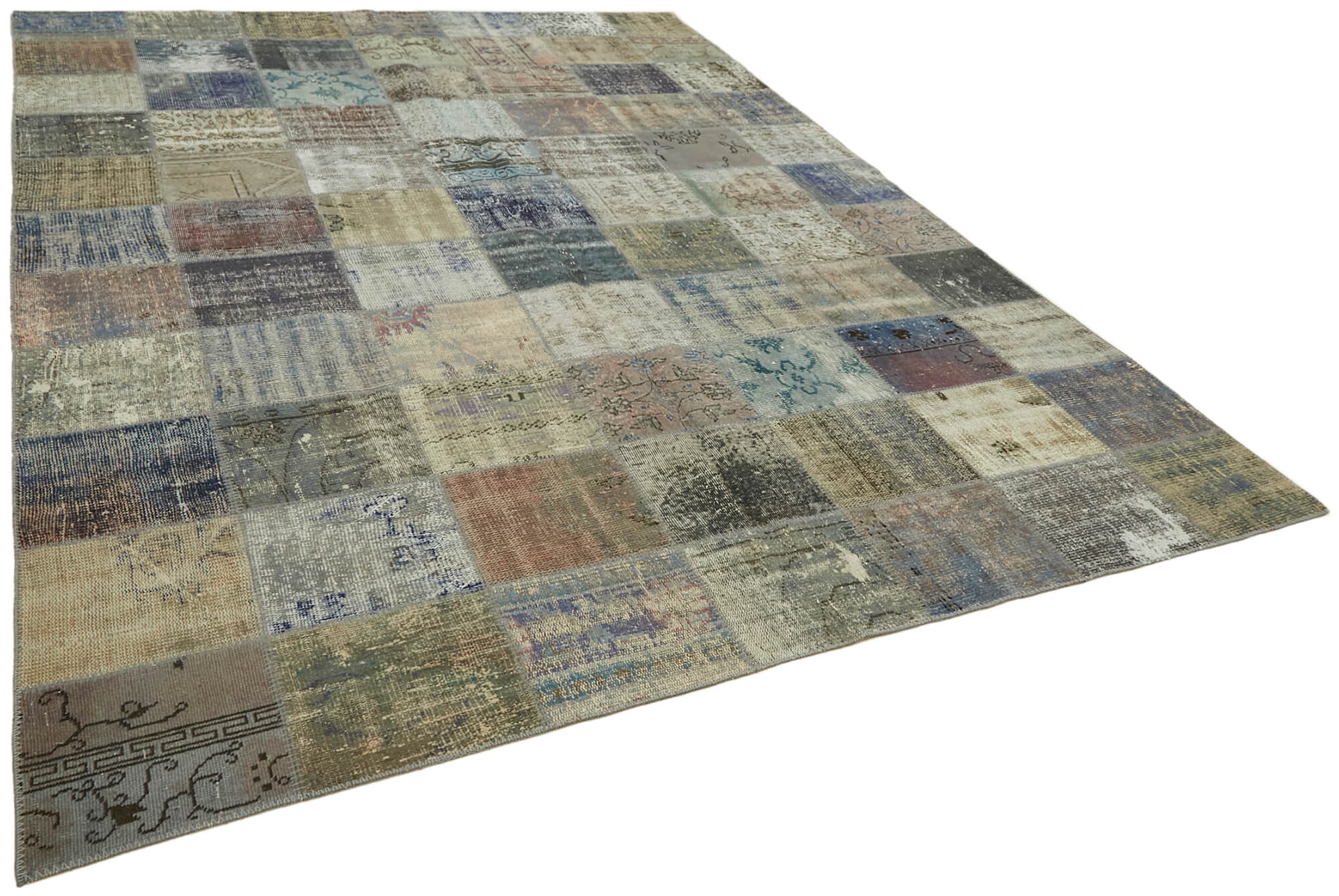 Collection of 8' 2'' x 11' 2'' Hand-Knotted Turkish Patchwork Rug in a gallery layout