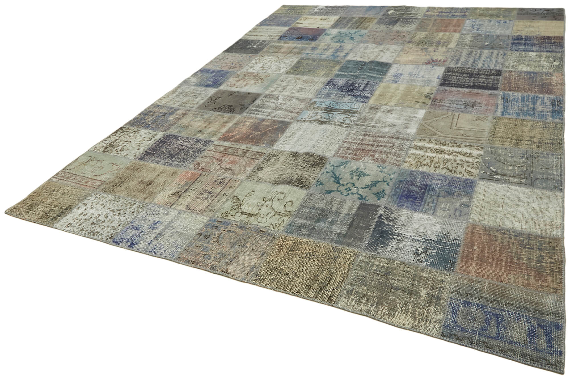 Collection of 8' 2'' x 11' 2'' Hand-Knotted Turkish Patchwork Rug in a gallery layout