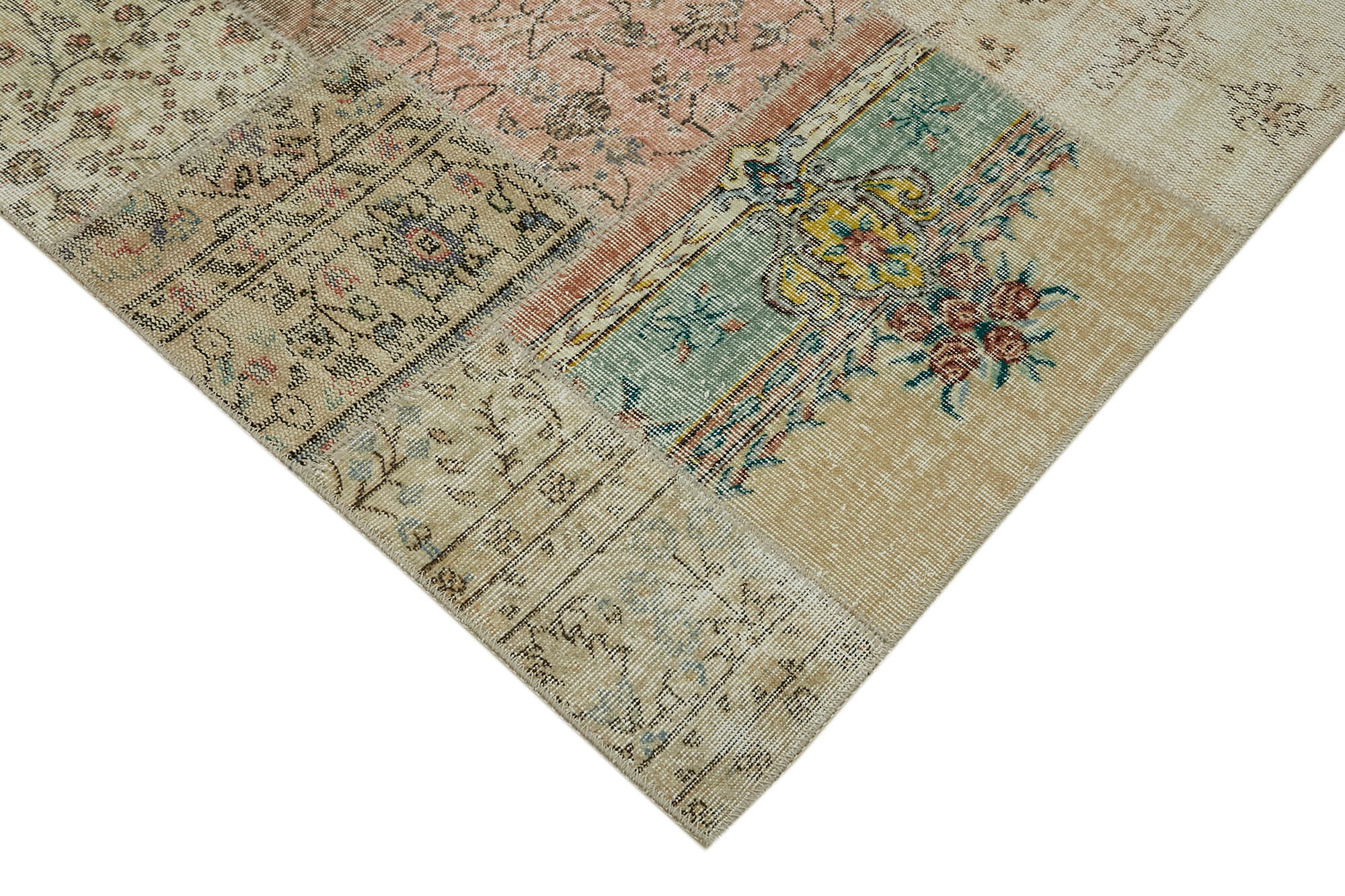 Collection of 9' 10'' x 13' 1'' Beige Patchwork Rug in a gallery layout