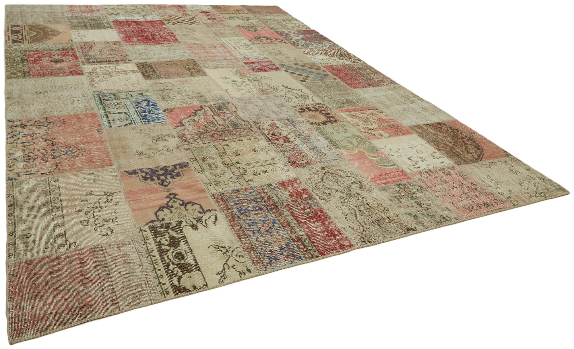 Collection of 9' 9'' x 13' Beige Patchwork Rug in a gallery layout