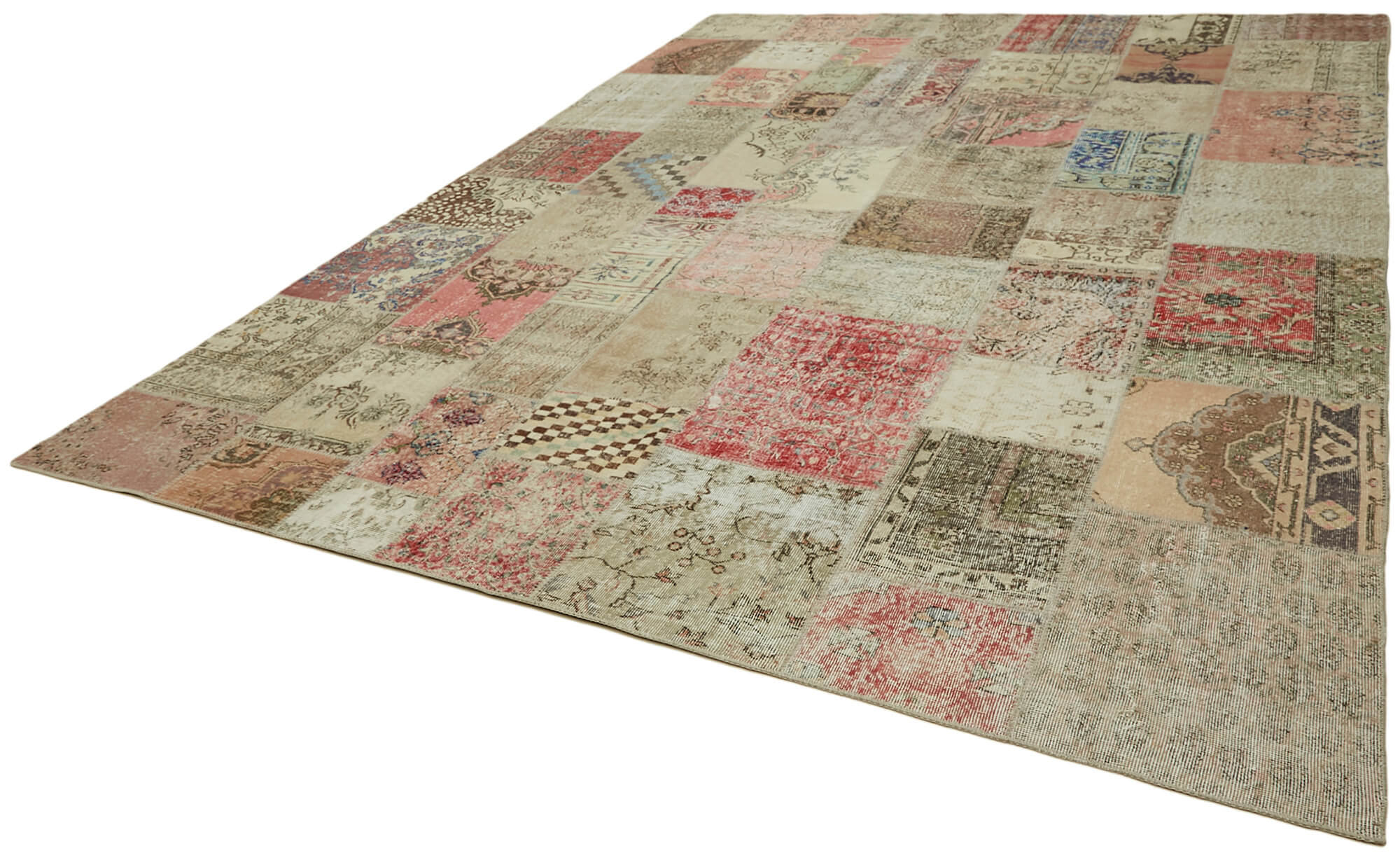 Collection of 9' 9'' x 13' Beige Patchwork Rug in a gallery layout