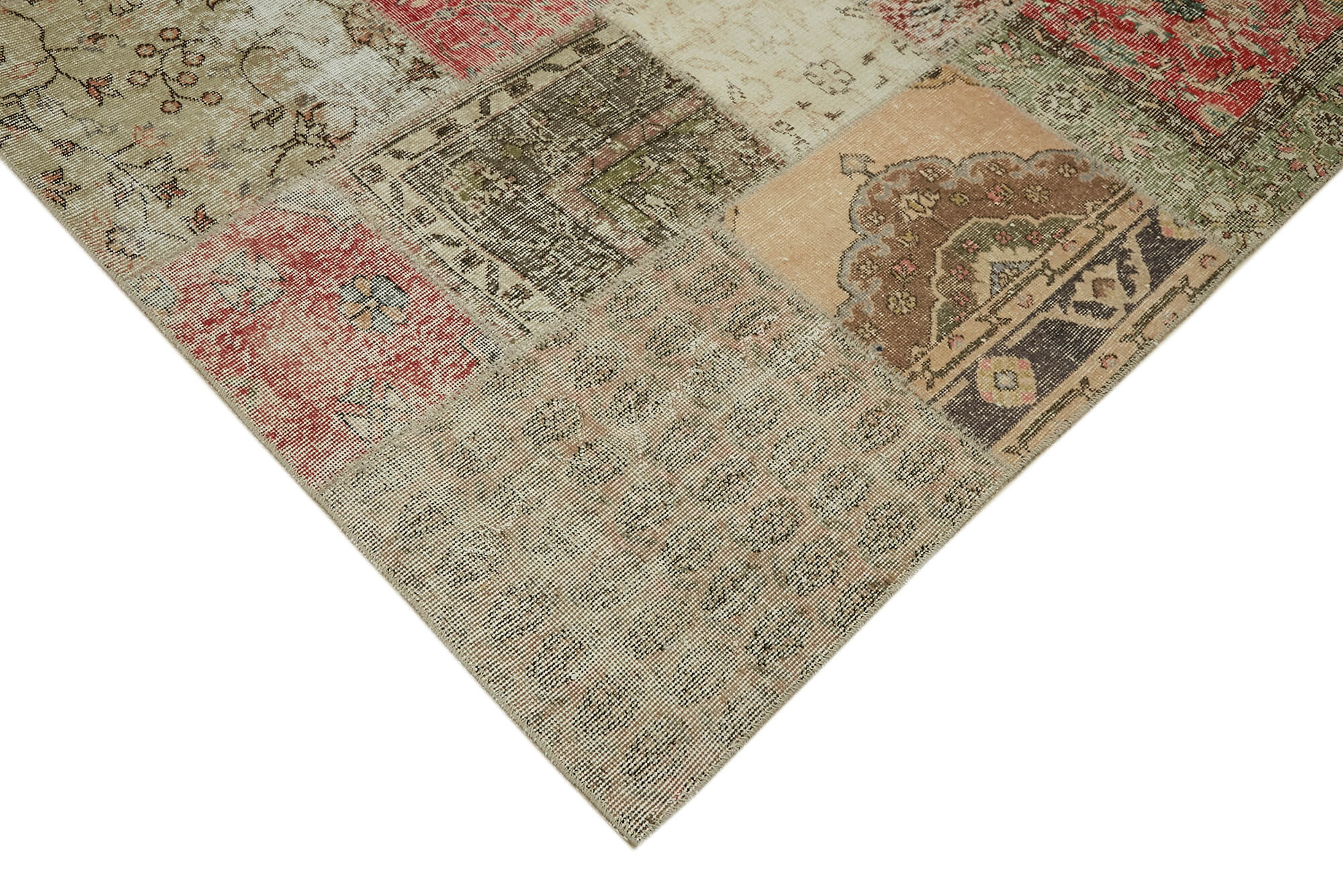 Collection of 9' 9'' x 13' Beige Patchwork Rug in a gallery layout