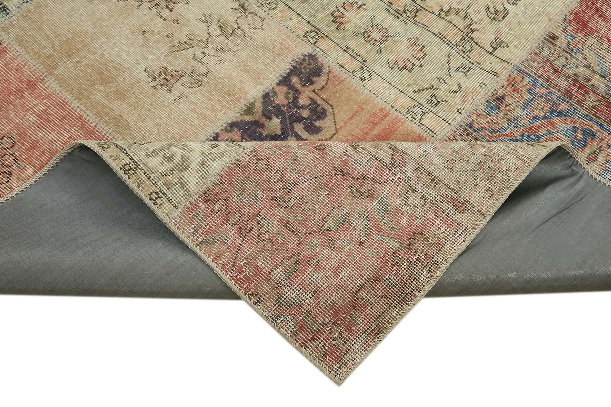 Collection of 9' 9'' x 13' Beige Patchwork Rug in a gallery layout