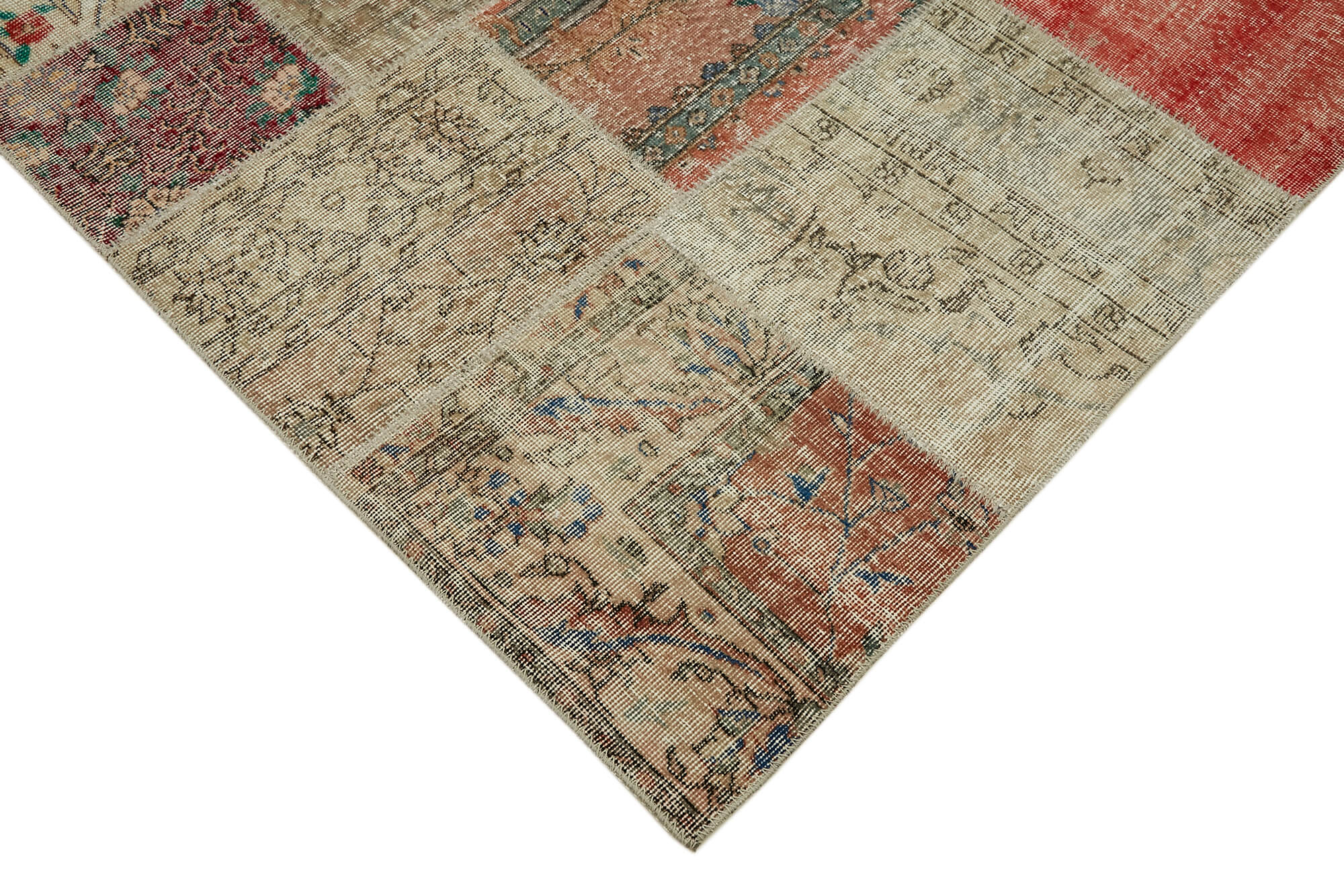 Collection of 9' 10'' x 13' 2'' Beige Color Patchwork Rug in a gallery layout