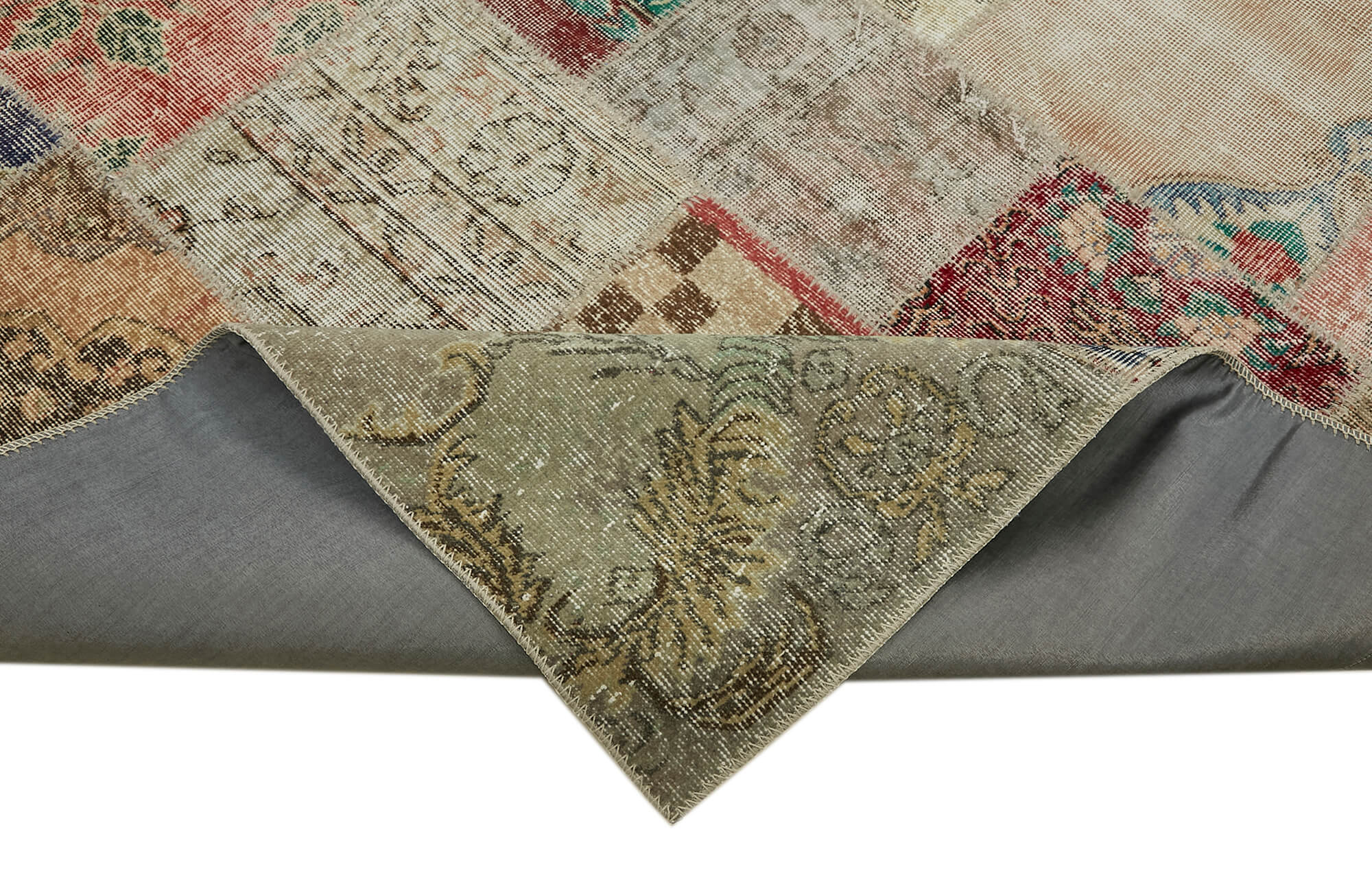 Collection of 9' 10'' x 13' 2'' Beige Color Patchwork Rug in a gallery layout